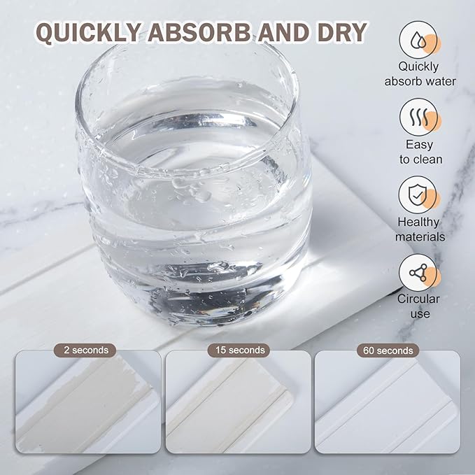 4PCS Stone Drying Trays for Bathroom Sink, Water Absorbing Stone Tray, Water Absorbent Diatomaceous Earth Tray and Coaster, Diatomite Soap Dish, Drying Stones Soap Trays for Kitchen Counter