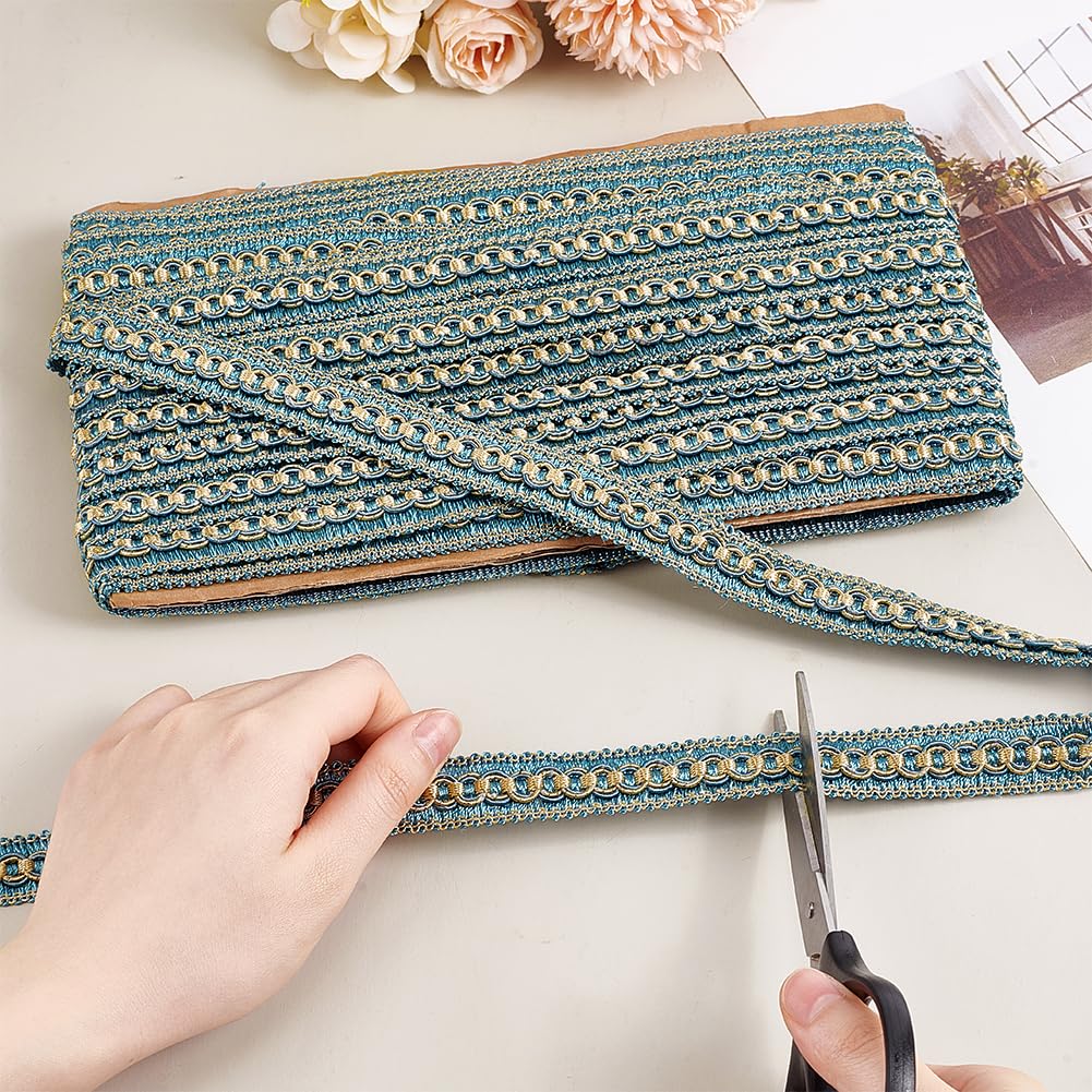 PH PandaHall 12 Yards 3/4 inch Braid Trim, Polyester Gimp Lace Trim Woven Braid Trim for Costume DIY Crafts Sewing Jewelry Making Curtain Decoration Costume Accessories, Blue