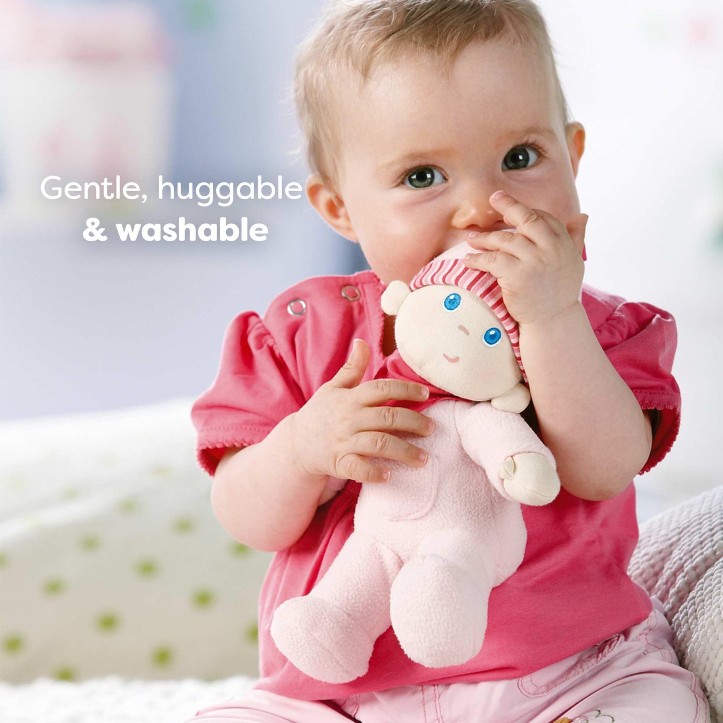 HABA Doll Snug Up Luisa 8" My First Baby Doll, Machine Washable & Safe for Birth & Up, Newborn Toys
