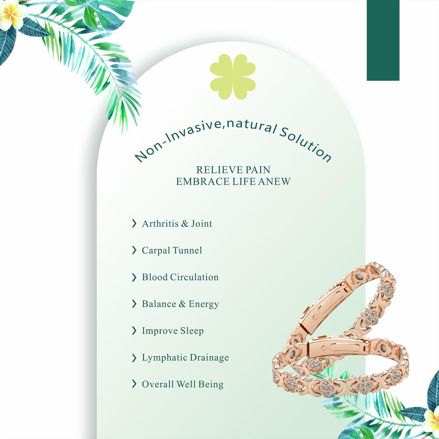SCSCOZY Magnetic Copper Bracelets for Women with 3800 Gauss Magnets, Pure Copper Bracelet with Four Leaf Clover, Womens Copper Strength Bracelet with Adjustable Cuff for Arthritis