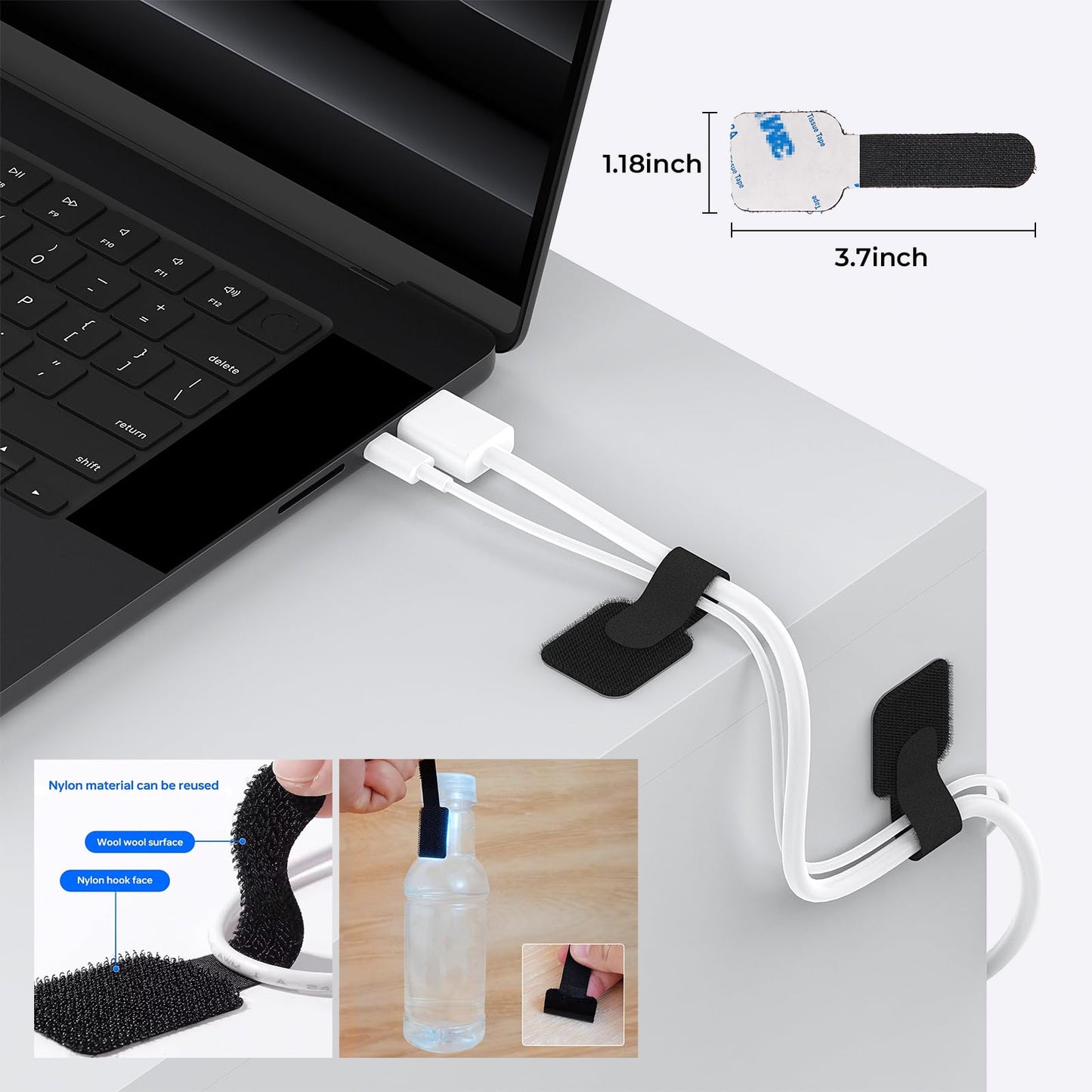 AORUICN Cable Management Organizer Kit, Desk Cable Organizer, Cable Management Under Desk, Wire Management and Cord Organizer for Home, Office, Standing Desk
