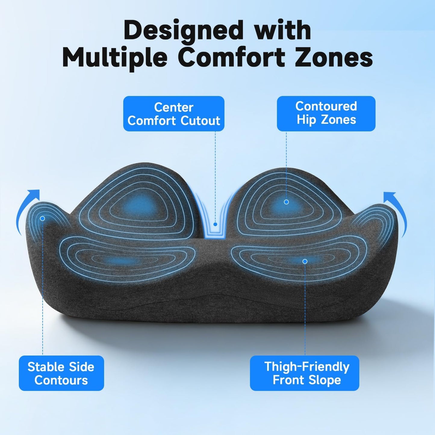 Tuozaiira Seat Cushion for Office Chairs – Large U-Shaped Memory Foam Desk Chair Cushions for Long Sitting Comfort, Ergonomic Thick Support Pad for Work from Home & Daily Office Use