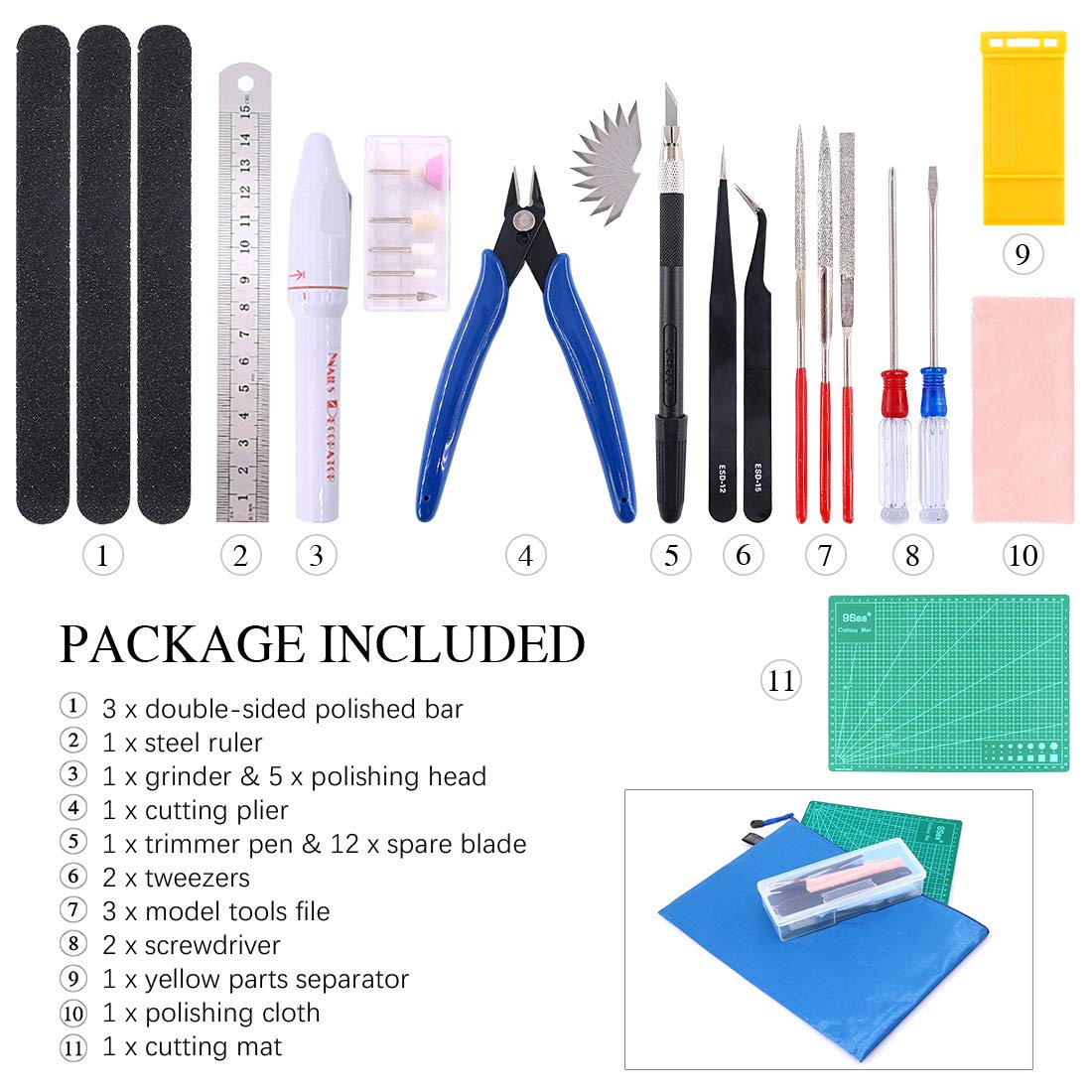 Keadic 29Pcs Modeler Basic Tools Craft Set Model Tools Kit Hobby Building Tools Kit for Professional Model Assemble Building