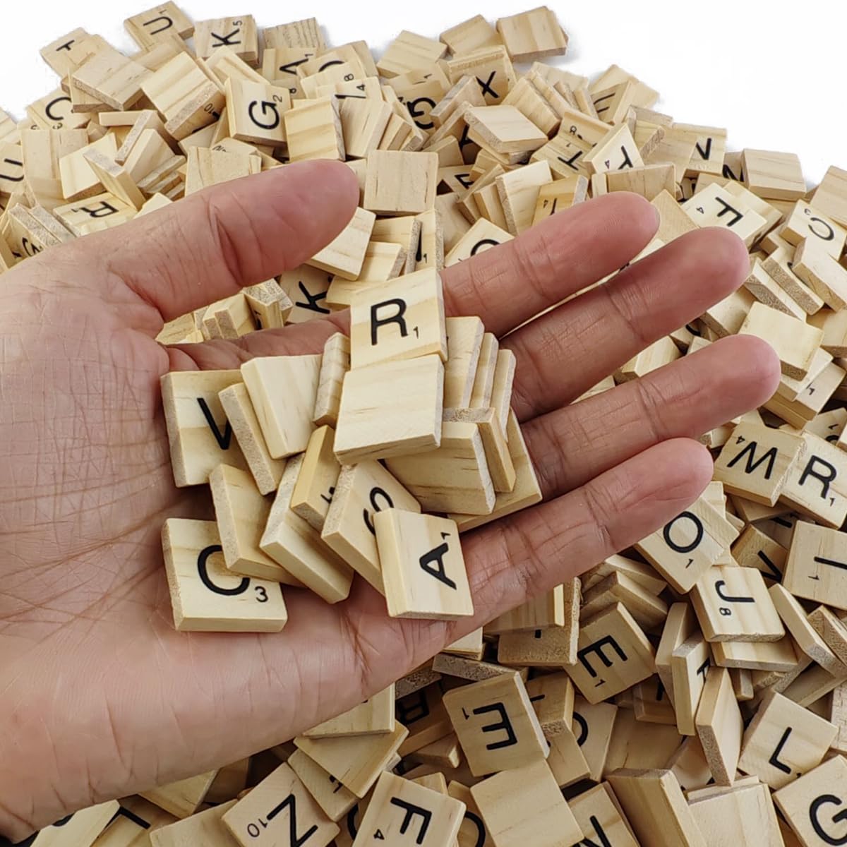 TIHOOD 1000PCS Wooden Letter Tiles for Crafts, Wood Tiles, DIY Gift Decoration, Making Alphabet Coasters and Crossword Game