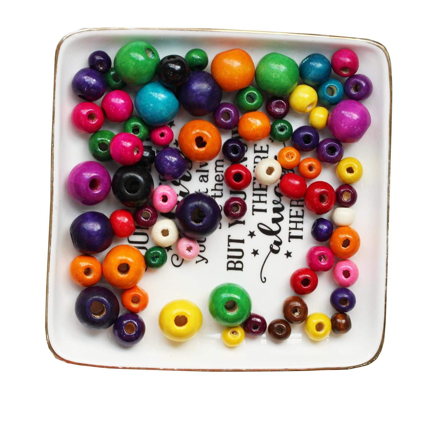 BetterJonny 800 Pcs Colorful Wooden Beads - 4 Size Large Hole Painted Wooden Beads for Macrame Rosary Bracelet Jewelry Craft Making (8mm, 10mm, 12mm, 16mm)