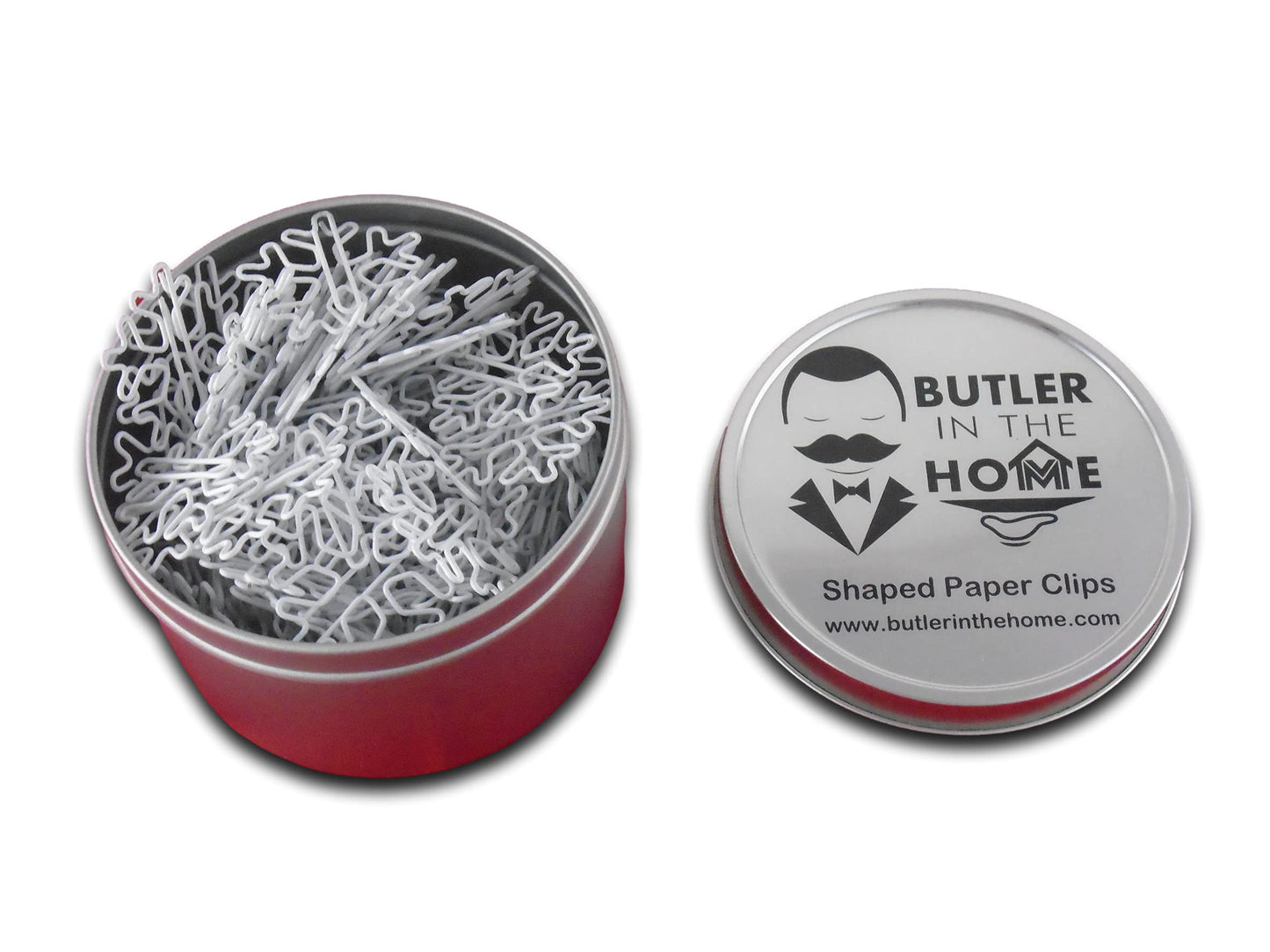 Snowflake Shaped Paper Clips (100 Count) in Tin – White Decorative Clips for Office, Desk Organization & Gifts – Butler in the Home