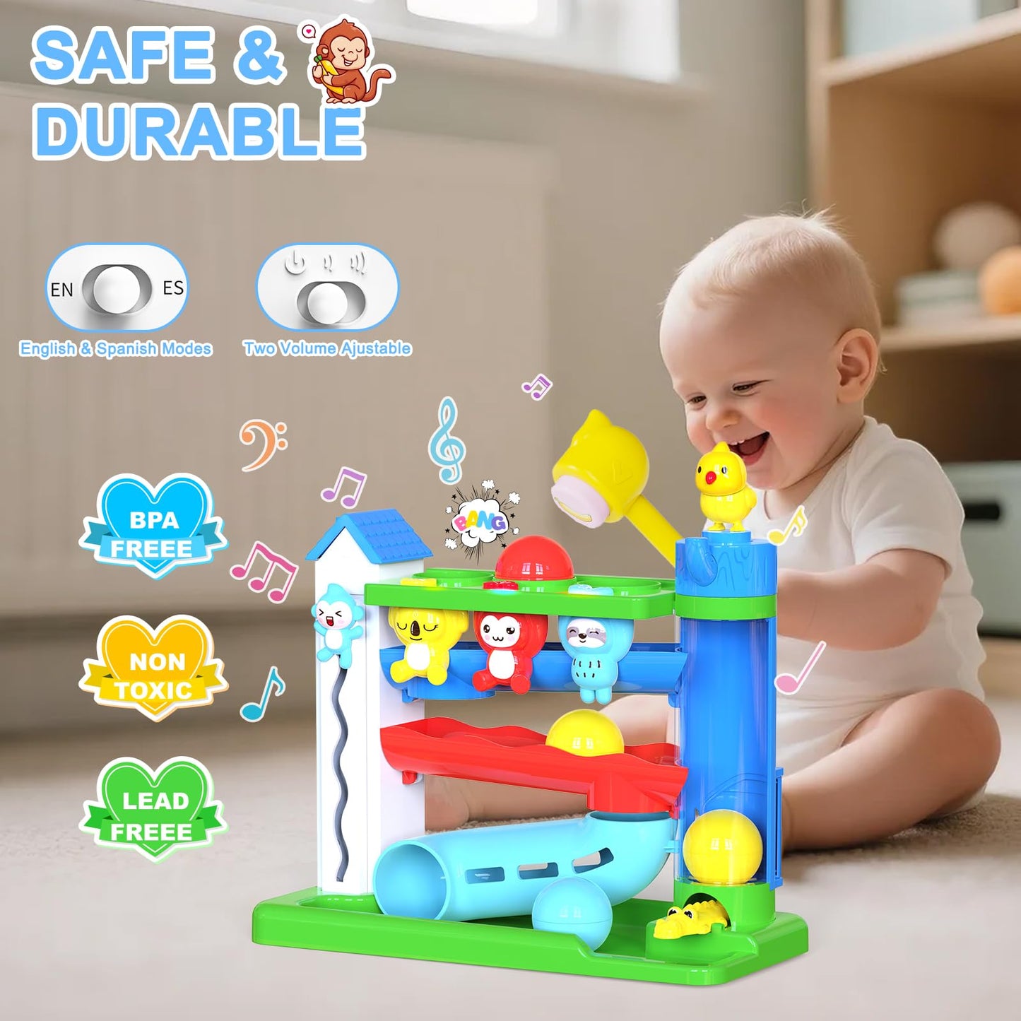 VOILBTOY Musical Toy for 1-2 Year Old Boys - Ball Drop Toy