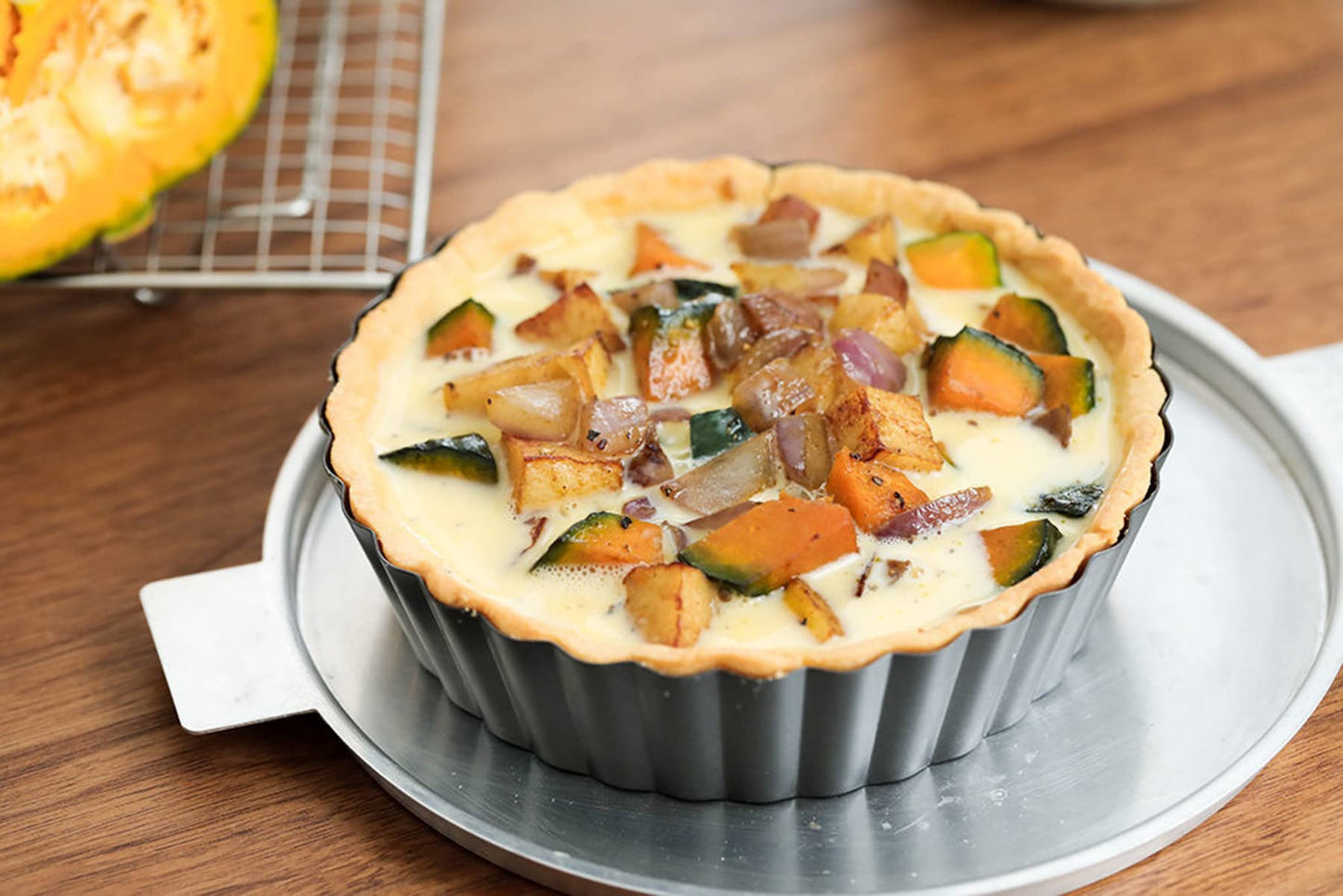 Tosnail 2 Pack Deep Tart Pan, 9.5" x 2" Quiche Pie Pan with Removable Loose Bottom, Fluted Baking Pan