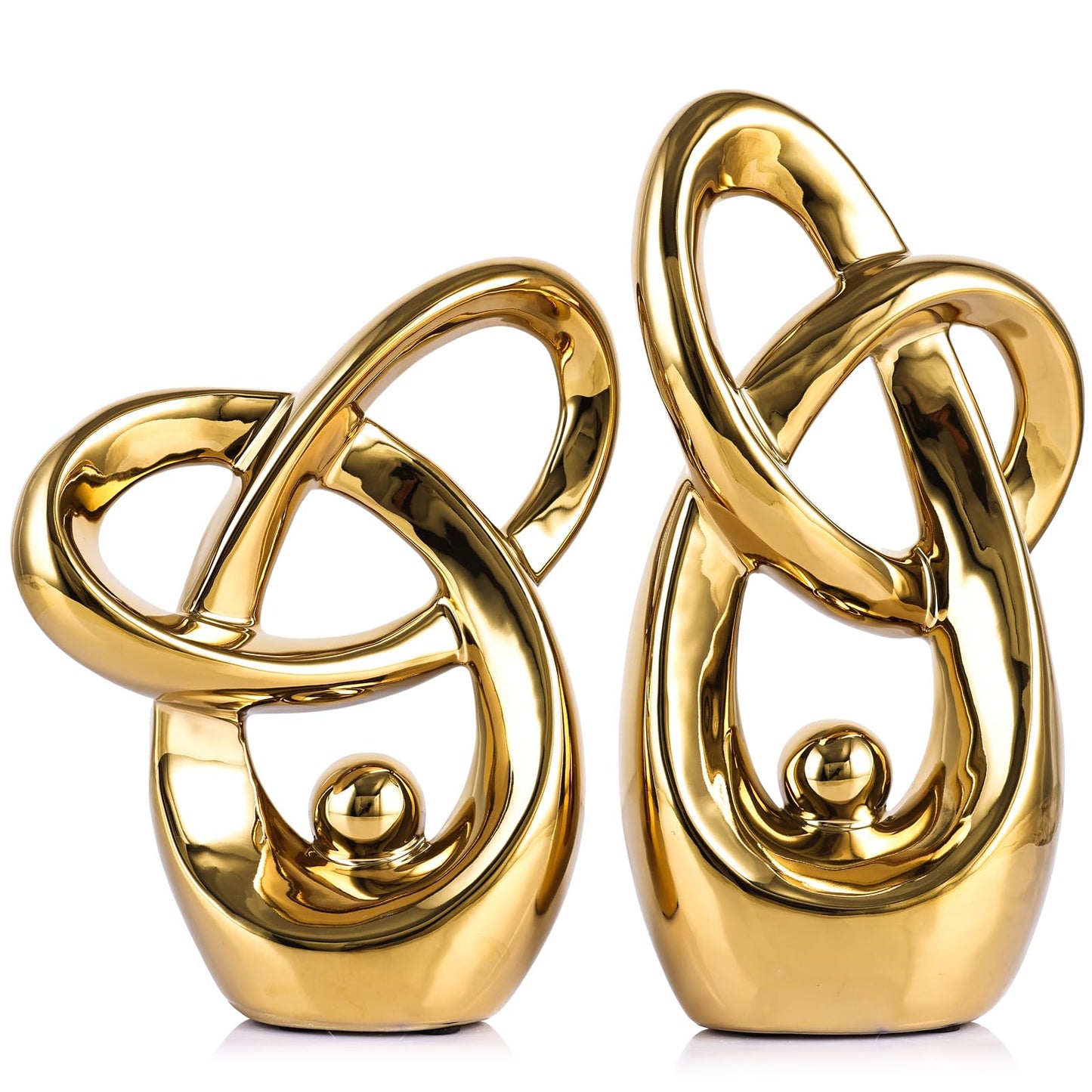GAOSHENG Gold Modern Abstract Art Home Decor Accent,Statues Coffee Table Decor for Living Room,Table Centerpieces for Dining Room,Ceramic Sculptures and Gold Knick Knacks for TV Stand Decor