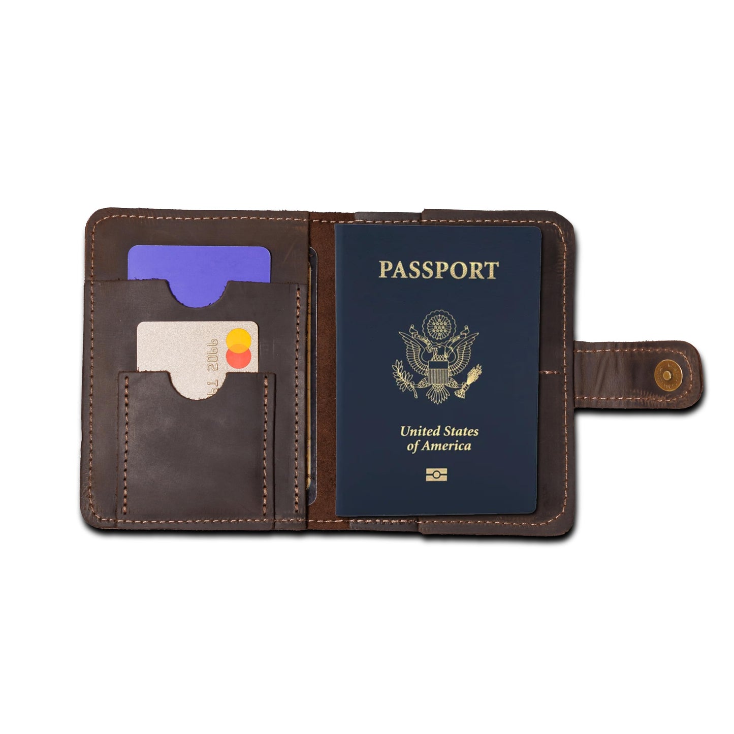 Full Grain Leather Passport Holder for Travel – Handmade Slim Wallet with Card Slots & Magnetic Closure – Compact Leather Case for Passport, Boarding Pass & Cards – Premium Gift (Non-Custom)
