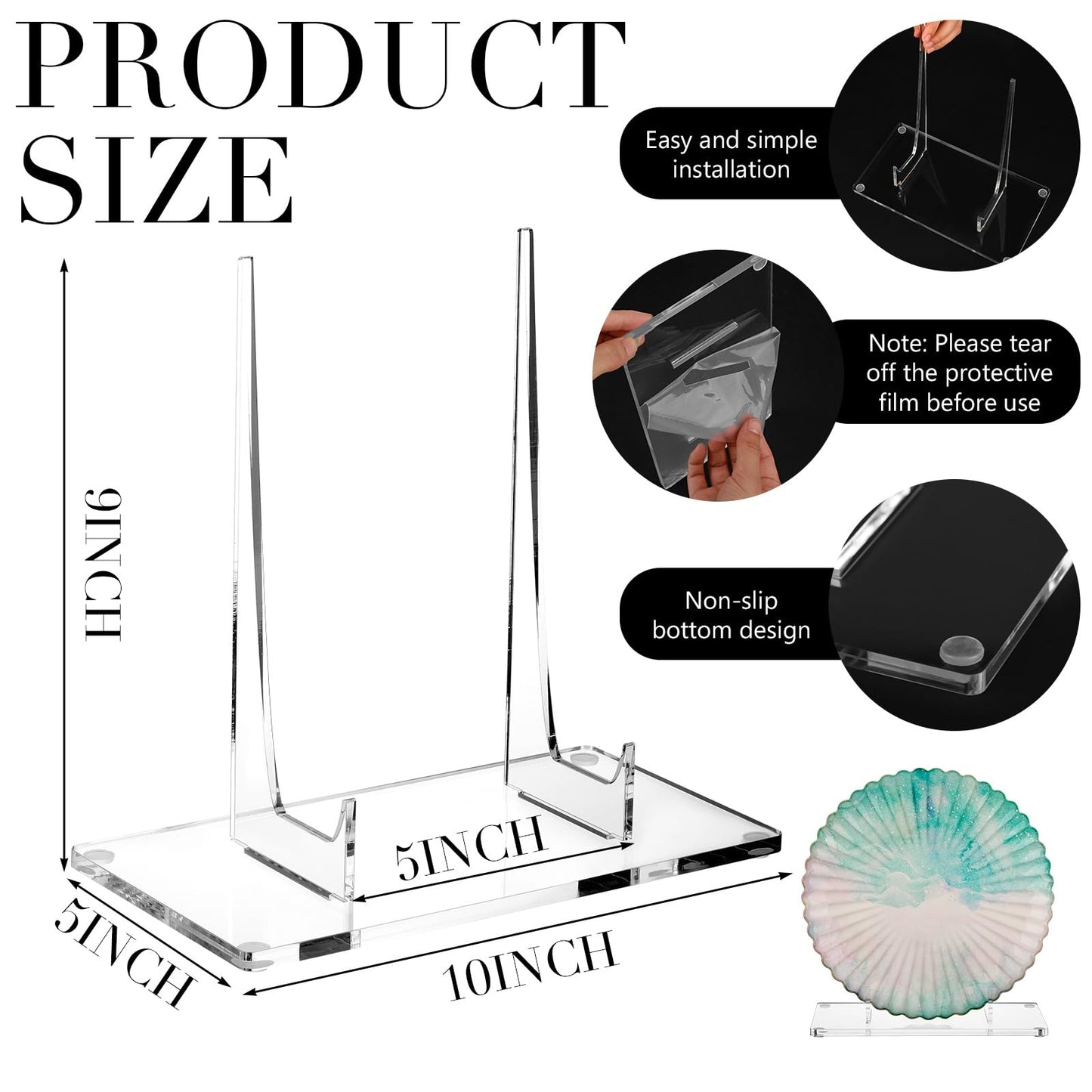 Jetec Acrylic Book Stand Clear Easel Stand for Display Acrylic Plate Postcard Picture Display Holder for Picture Book Decorative Plate Platter Photo(10 x 5 x 9 Inch)