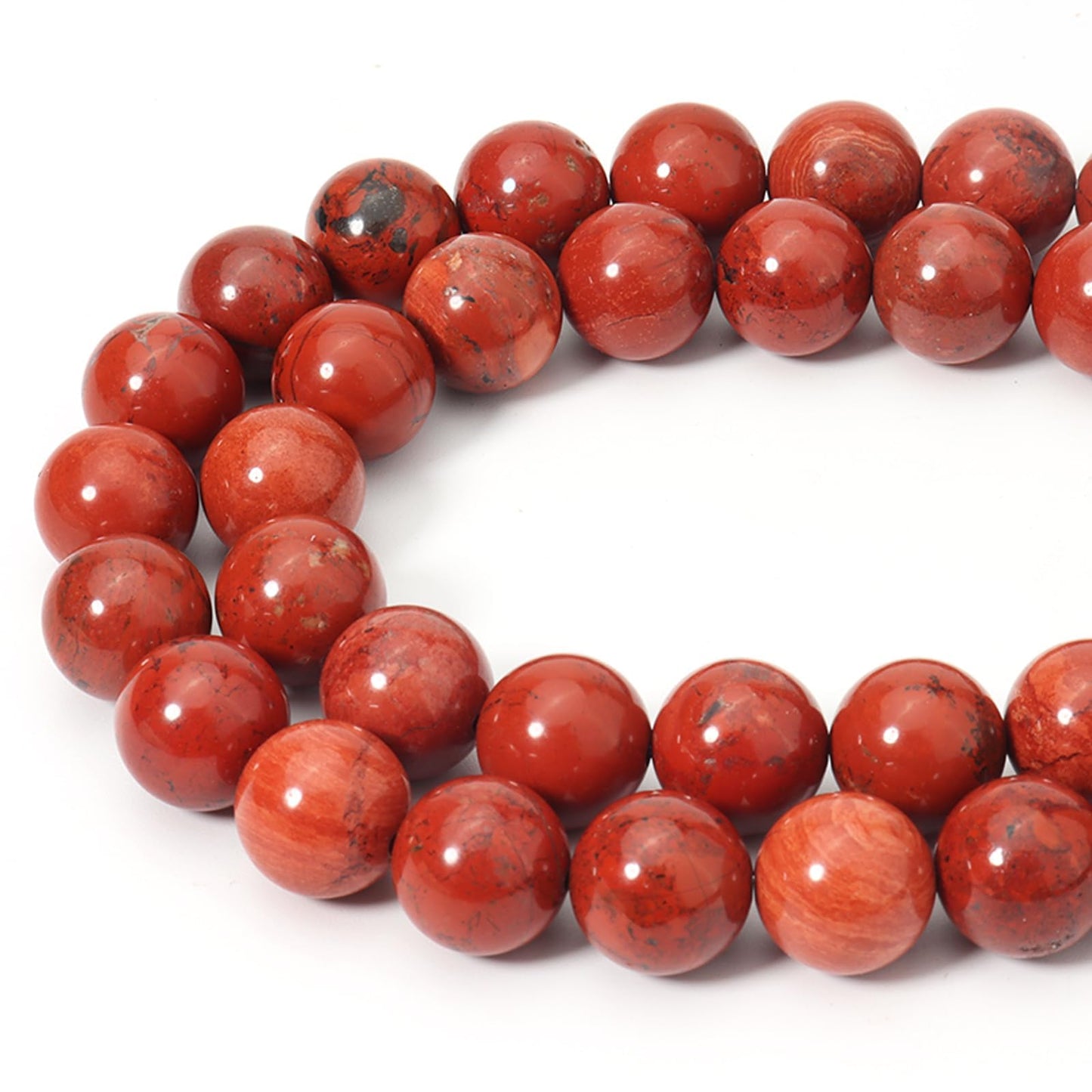 Siomia 45pcs 8mm Natural Red Jasper Gemstone Beads Energy Healing Crystal Round Loose Stone Beads for Jewelry Making, DIY Bracelets Necklaces