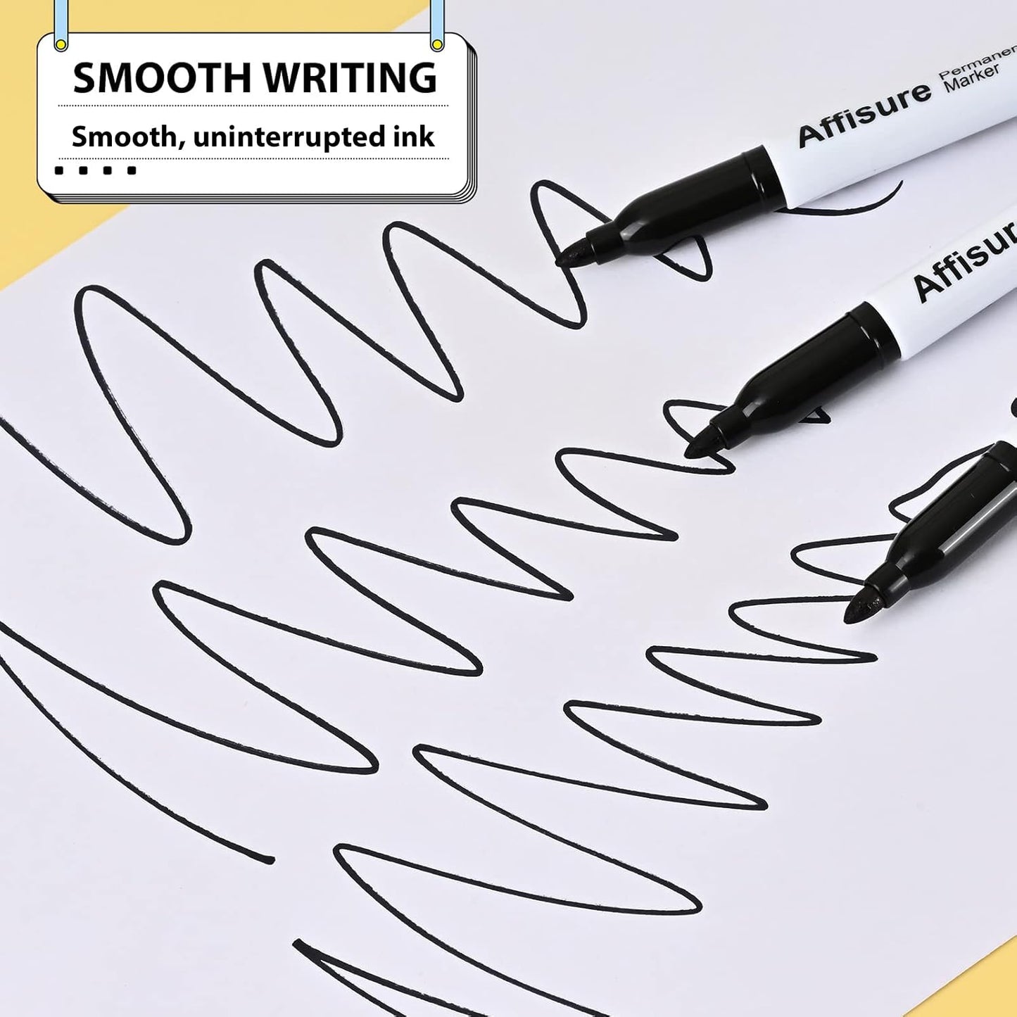 Affisure Permanent markers, 60 packs permanent markers bulk, quick drying in one second, waterproof, smooth, not easy to erase, durable, can be marked on glass, tiles and cloth, office supplies