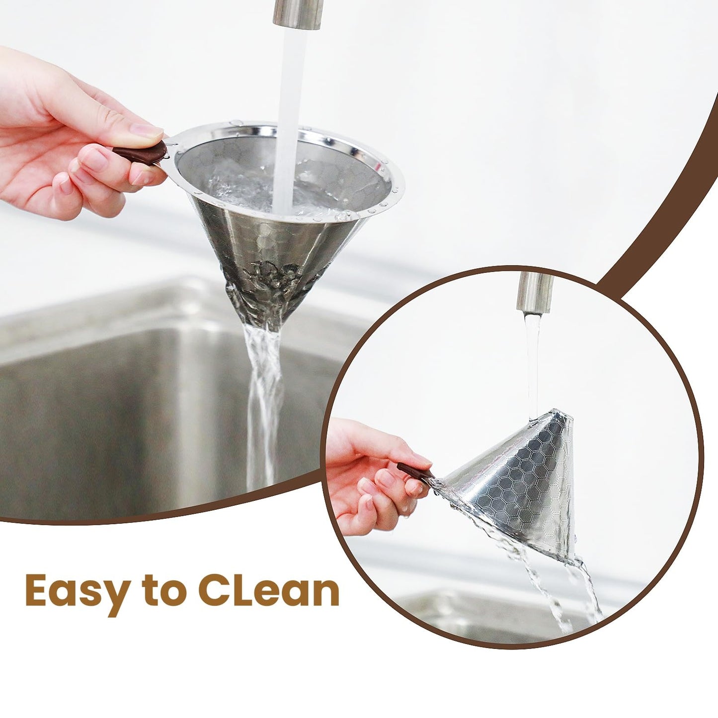Pour Over Coffee Filter, CHDEXU Stainless Steel Coffee Dripper with Stand, Paperless Reusable Filter with Removable Cup