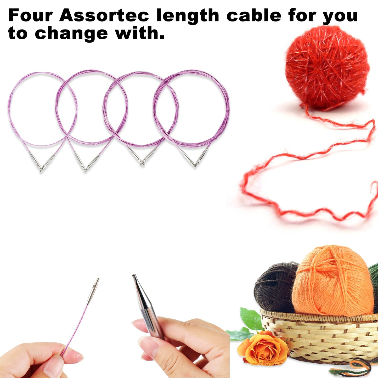 Svartur Tunisian Crochet Hooks Set with Cable, Afghan Crochet Hooks Interchangeable, Size from 3mm-10mm Aluminium Crochet Knitting Needles for Crocheting