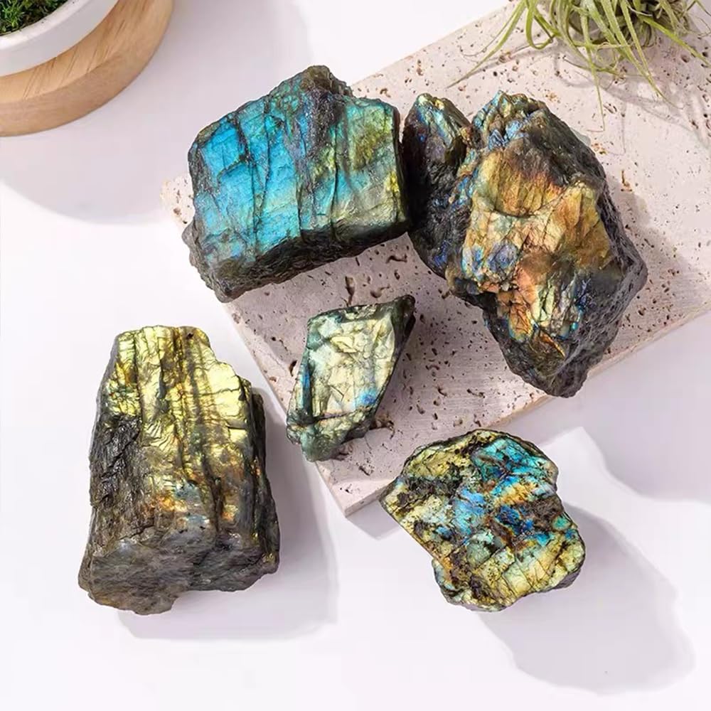 2PCS Natural Raw Stone Healing Crystals Bulk Healing Gemstones for Reiki Tumbling Fountain Rocks Meditation Garden Home Decor (Labradorite)