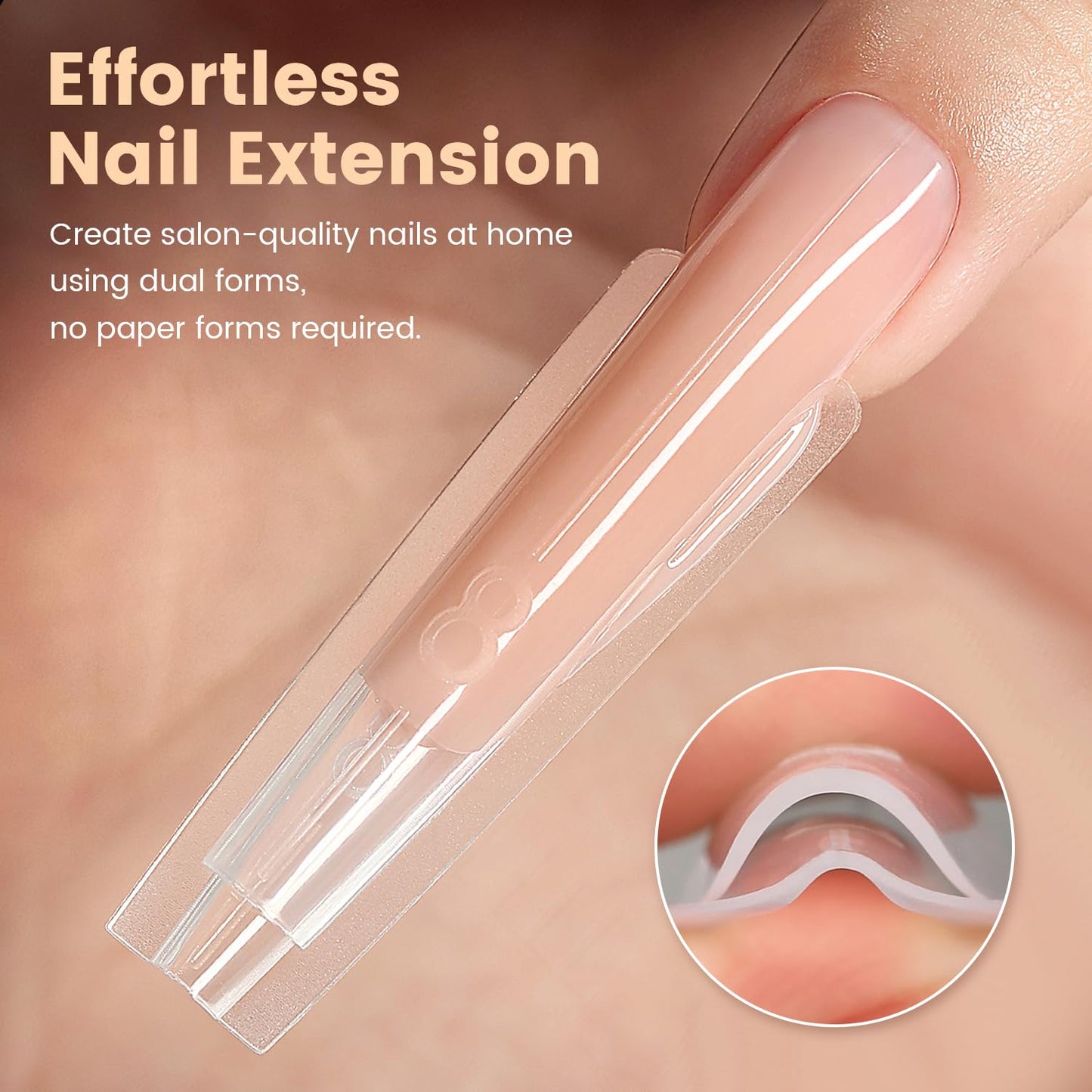 240Pcs Sandwich Nails Dual Forms,Nail Mold for DIY Quick Nails Extension, 15 Sizes Clear Plastic Form for Salon Manicures at Home（ZM-W555-Long Coffin）