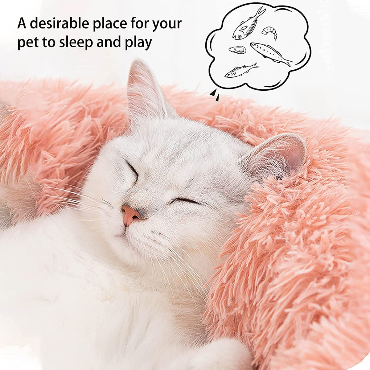 Purrfect Cat Beds - Washable 20 inches, Anti-Anxiety Round Plush Faux Fur, Thick Bottom (Purple, Medium) - Suitable for Indoor Cats & Small/Medium Dogs