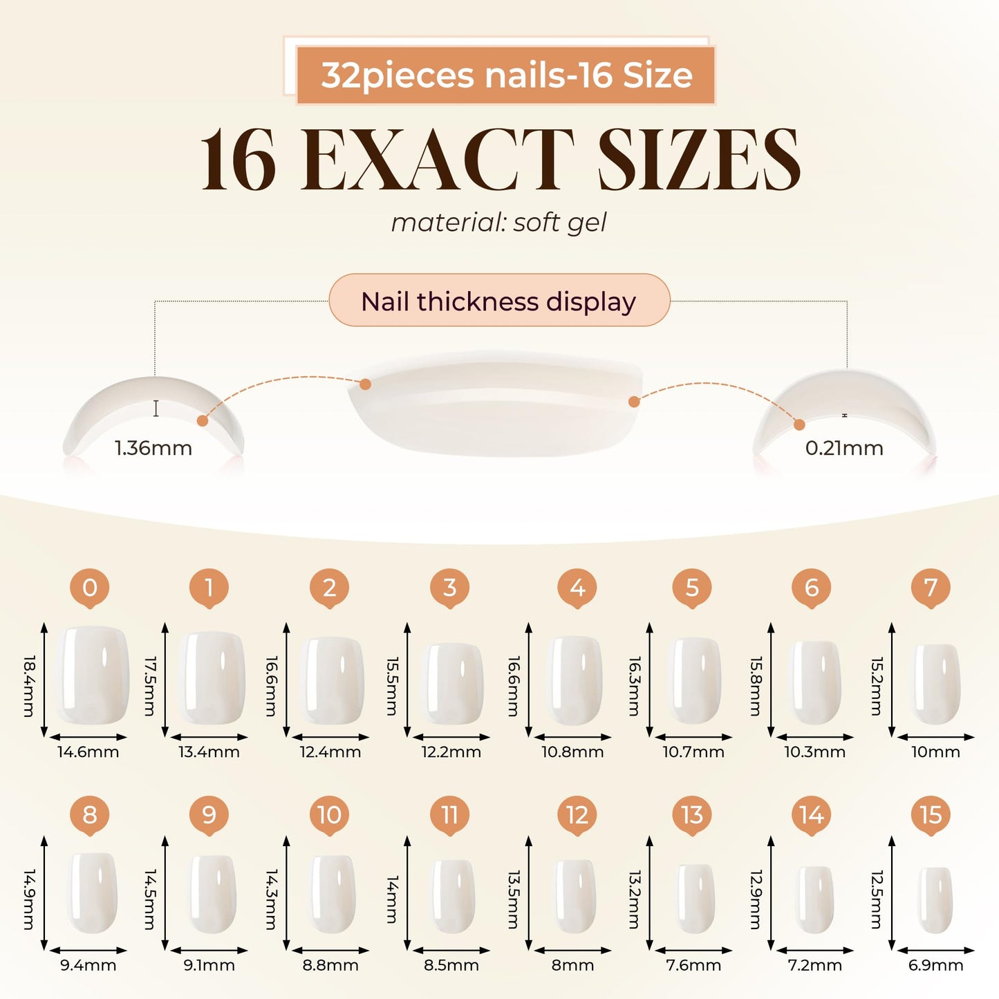 UNA GELLA Press On Nails Short: Chrome White Soft Gel Press Ons Kit with Nail Tips Glue on Nails, 16 Sizes - 32 Reusable Chrome Holographic Fake Nails Kit, Nude White