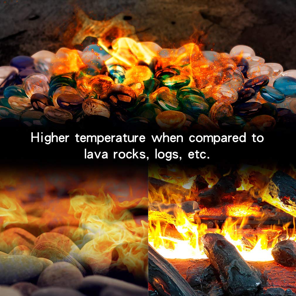 Stanbroil 10-Pound Blended Fire Glass Beads - 1/2 inch Fire Glass Drops Blended Cobalt Blue, Crystal Ice, Caribbean Blue Luster for Indoor and Outdoor Gas Fire Pits and Fireplaces