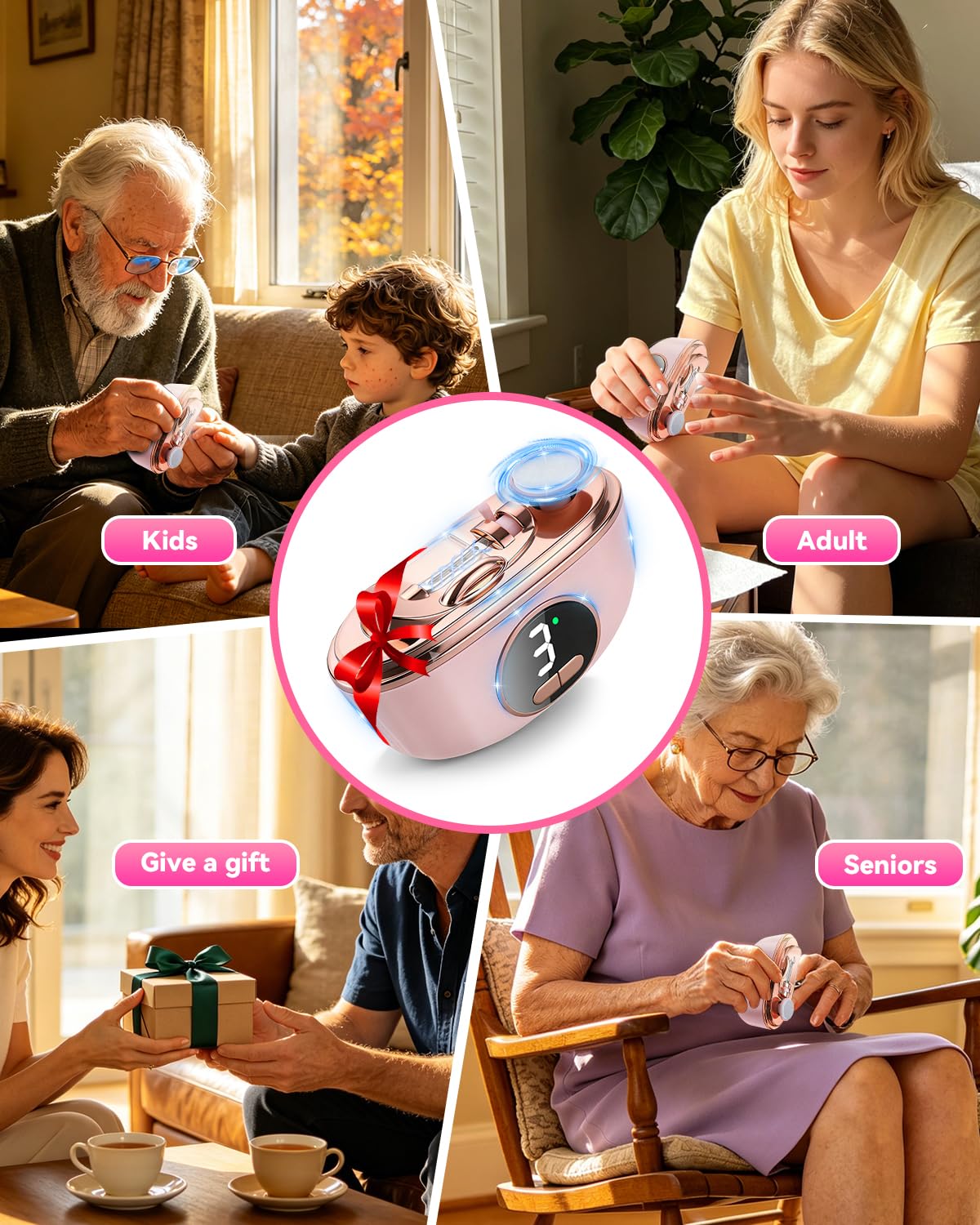 2026 Upgraded 3-in-1 Electric Automatic Nail Clipper【5.0 German Power Motor】【3 Smart Modes & Double-Blade】【Safe Nail Trimmer Polishing】 with LED Light & Dust Storage, Quiet & Gentle for Senior