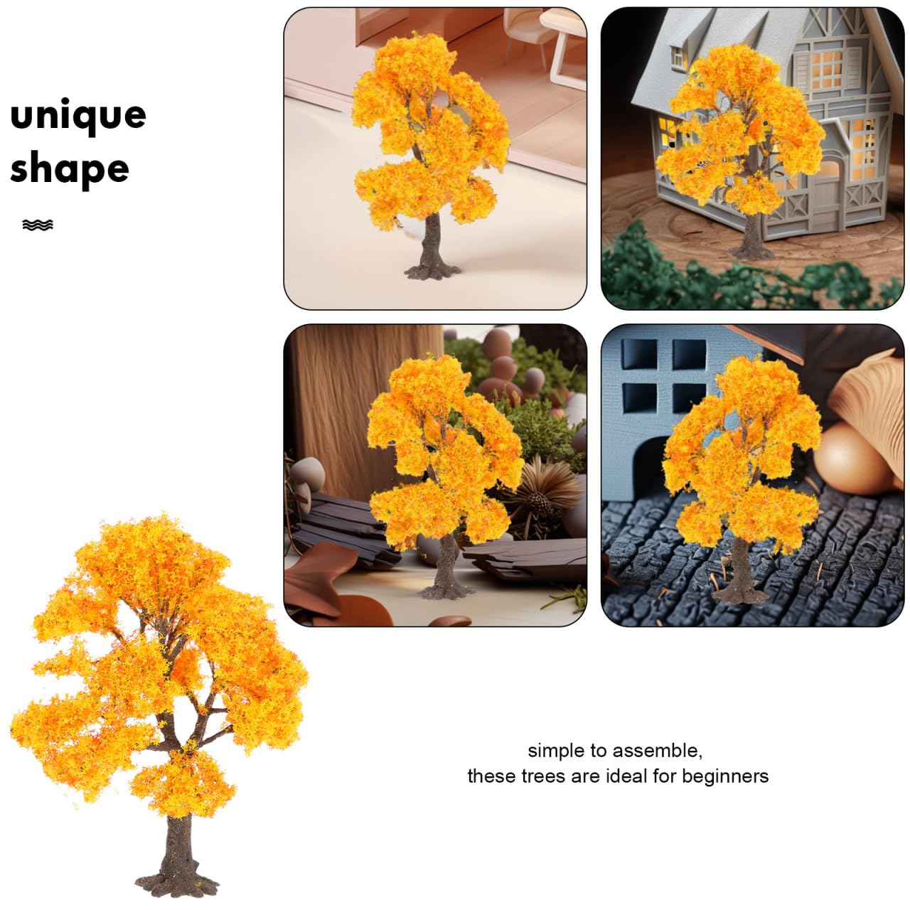 Hemobllo Autumn Model Trees with Flexible Iron Wire - 4.7" Miniature Fall Tree Decor for Diorama Supplies, Sand Table Landscape, Fairy Garden, and Train Railway Scenery Accessories