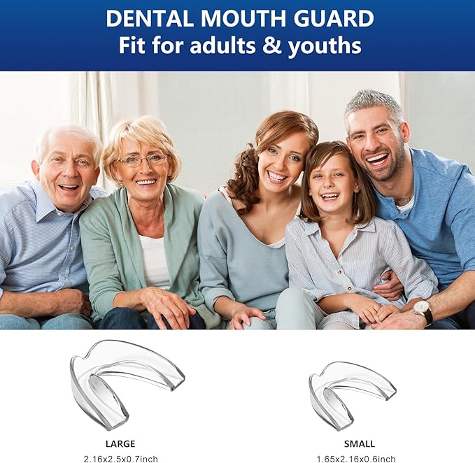 Mouth Night Guards for Teeth Grinding, Mouthguards for Grinding of Teeth, Mouth Guard for Clenching Teeth at Night with 12 Cleaning Tablets