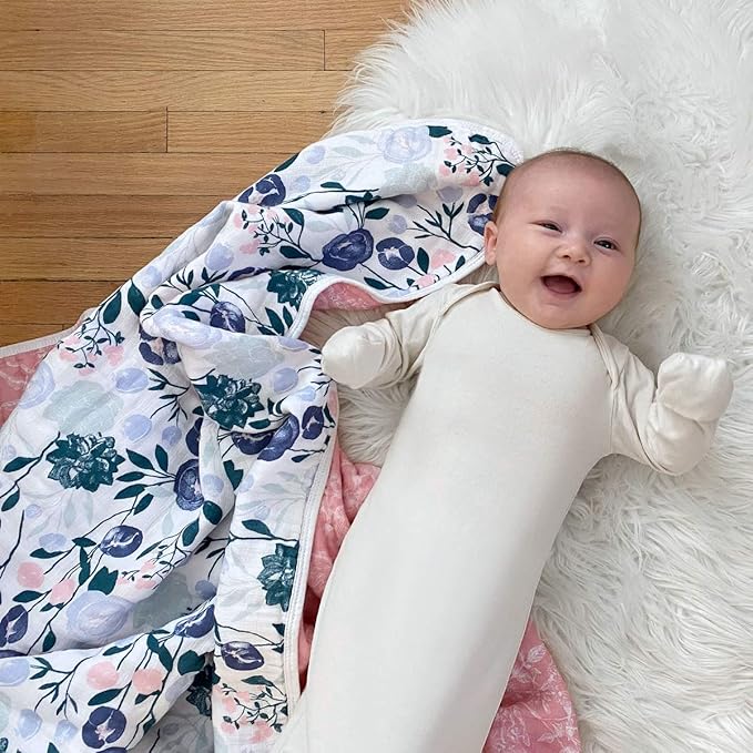 Aden + Anais Essentials Dream Blanket, Muslin Baby Blankets for Girls & Boys, Ideal Lightweight Newborn Nursery & Crib Blanket, Unisex Toddler & Infant Bedding, Shower & Registry Gift, Flowers Bloom