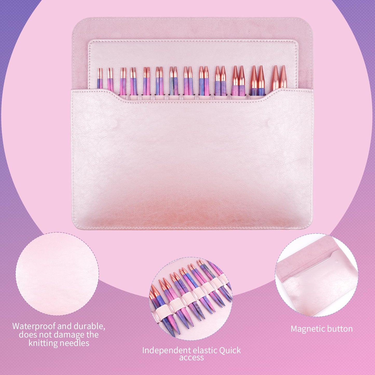 WAZAIGUR Circular Interchangeable Wooden Knitting Needles Set with Case Sizes 3mm, 3.25mm, 3.5mm, 3.75mm, 4mm, 4.5mm, 5mm, 5.5mm, 6mm, 7mm, 8mm, 9mm, 10mm, 13 Pairs, 4 Cables