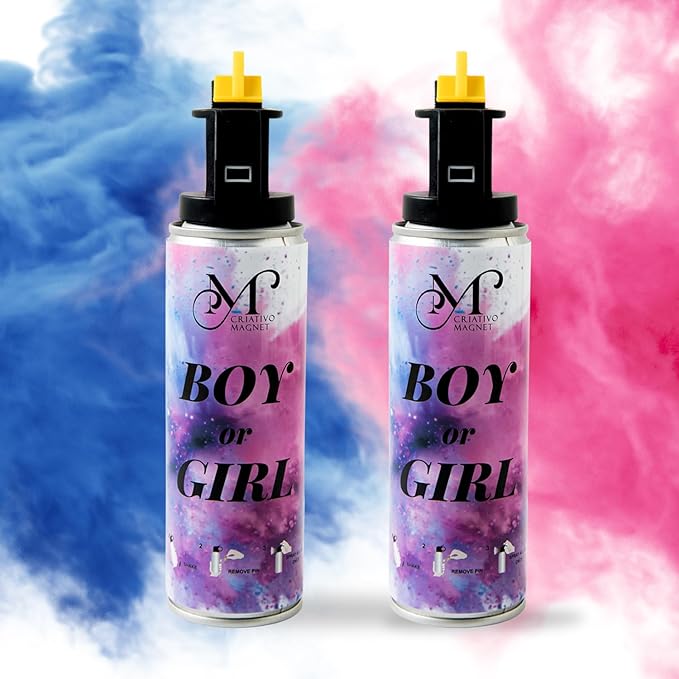 Gender Reveal Fire Extinguisher – Mixed load- 1 Blue plus 1 Pink-100% Biodegradable Baby Reveal Party Decorations, Ideal for Exciting Gender Reveal Ideas (1 Blue+ 1 Pink)