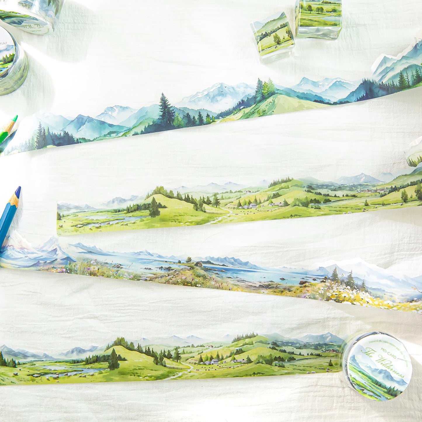 12 Rolls Forest Natural PET Washi Tape Set, Transparent Waterproof Landscape Decorative Tape, 30mm Wide 6.56ft Long/Roll Irregular Aesthetic Masking Tape for Crafts Journaling Scrapbook Supplies