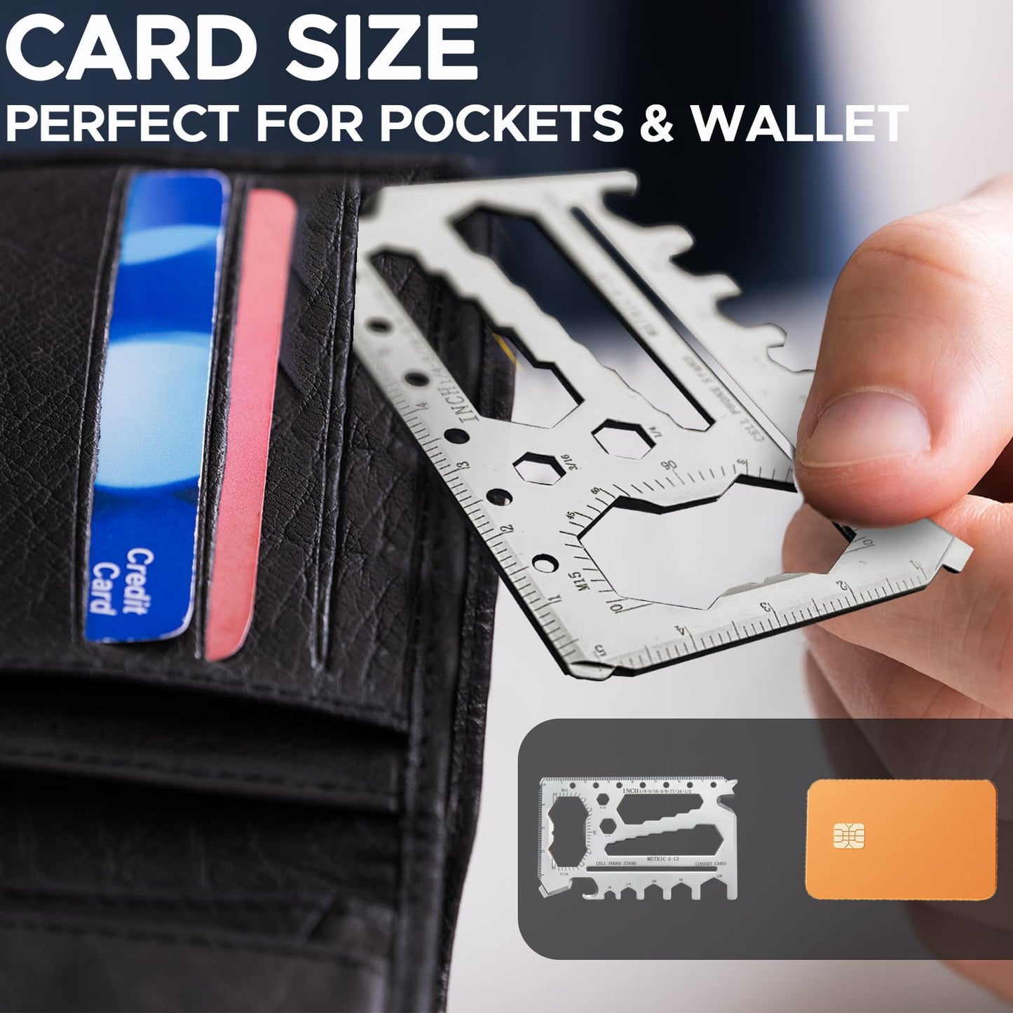 ANBSHUN 40-in-1 Credit Multitool Card 2Pack – TSA Compliant EDC Tool Cards, Thickening type tough Pocket Survival Wallet Tools Gift For Man(Silver)