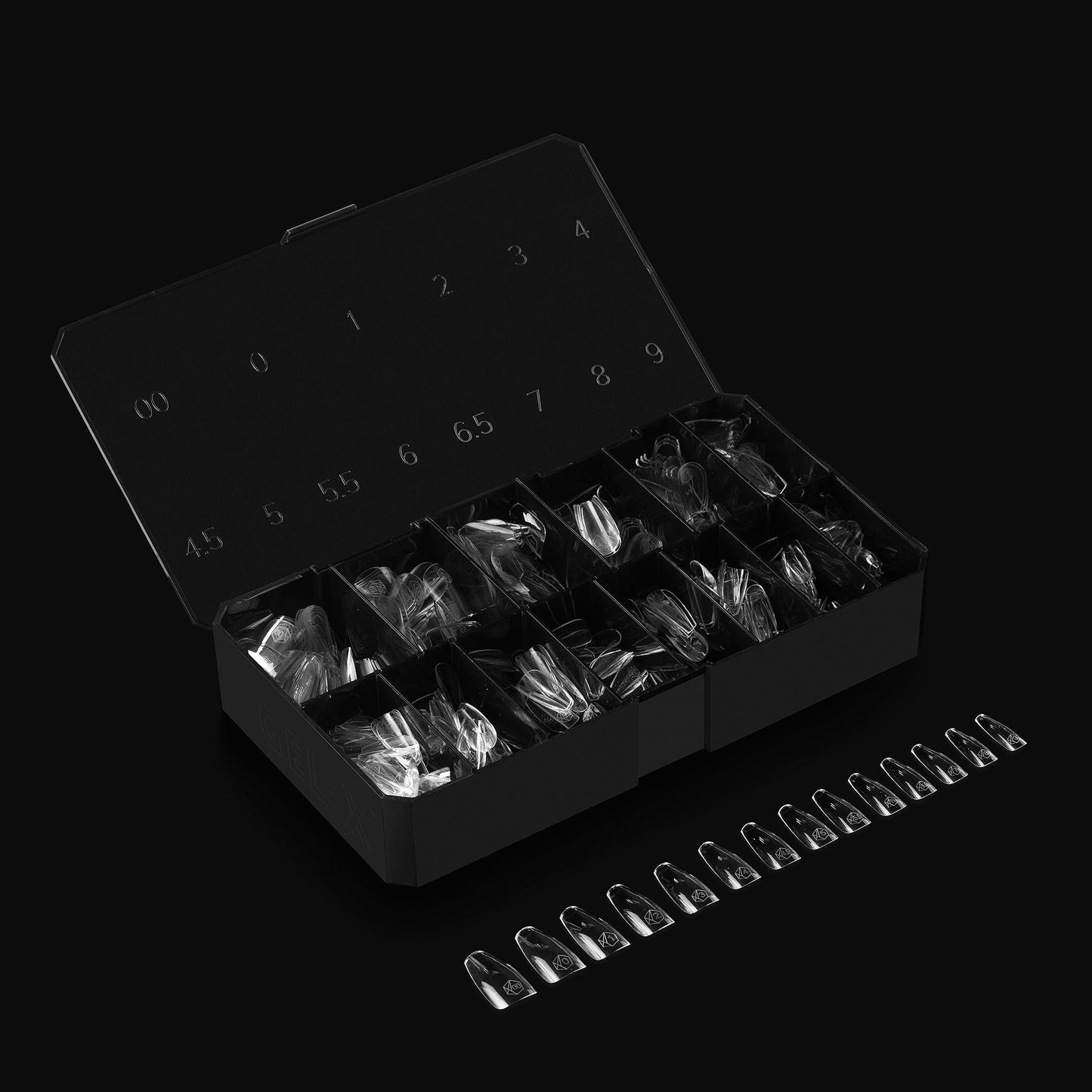 Apres Gel-X® Coffin Box of Nail Tips | 280 Gel-X Tips, Soft Tips, 14 Sizes 00-9 | Half-sizes Included (Natural Coffin Medium, 280 Count)