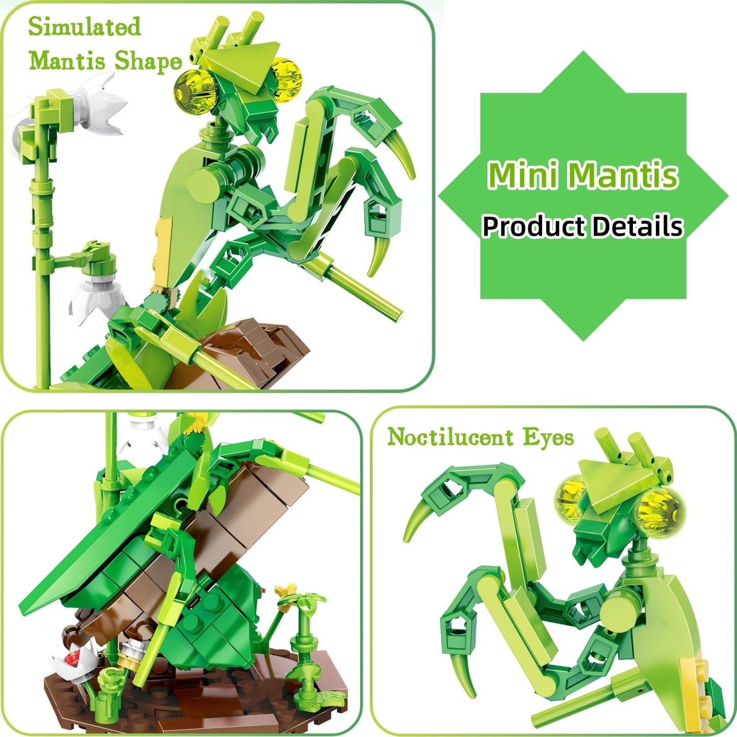 WULOBOOI Ideas Insect Collection Toy Building Sets, Chinese Mantis with Flowers Nature Display Models for Home Decor, Fun Bug Gift for Animals Lovers Woman Teens Adults
