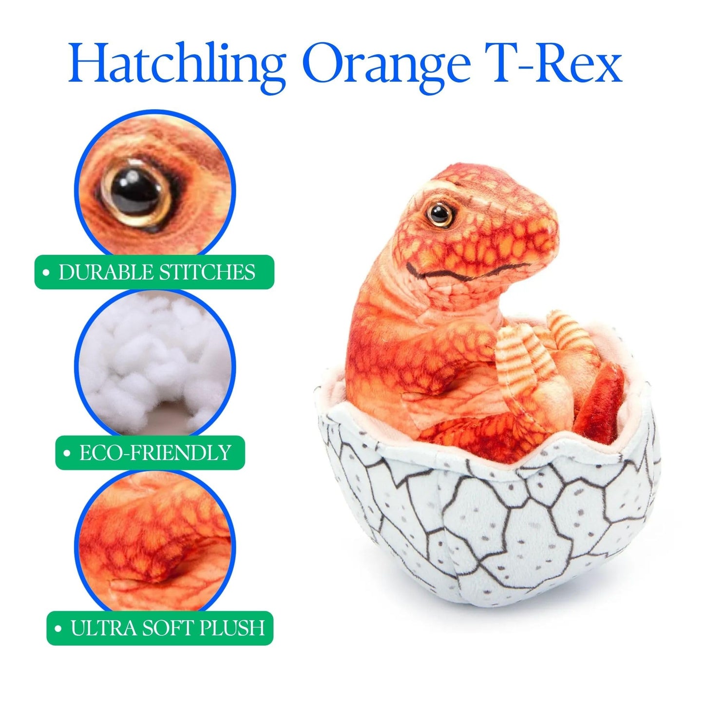The Petting Zoo Hatchling T-Rex Dinosaur Stuffed Animal Plushie, Gift for Kids, Dinosaur Animals, Orange Dinosaur Plush Toy 8 inches