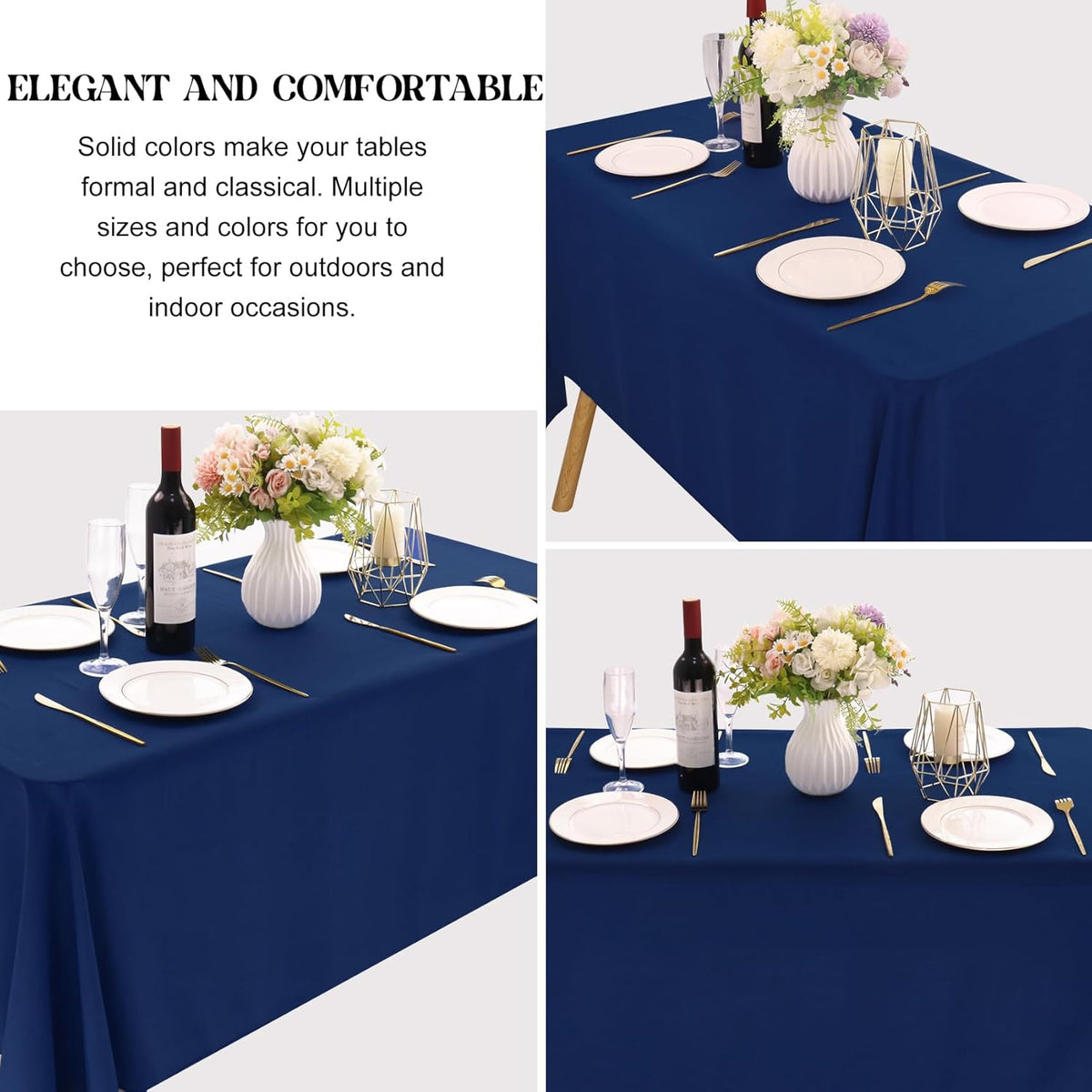 4 Pack Rectangle Tablecloth for 6 Foot Tables Washable Polyester Table Cover for Wedding Dining Table Parties Banquet（70x120 Navy Blue）