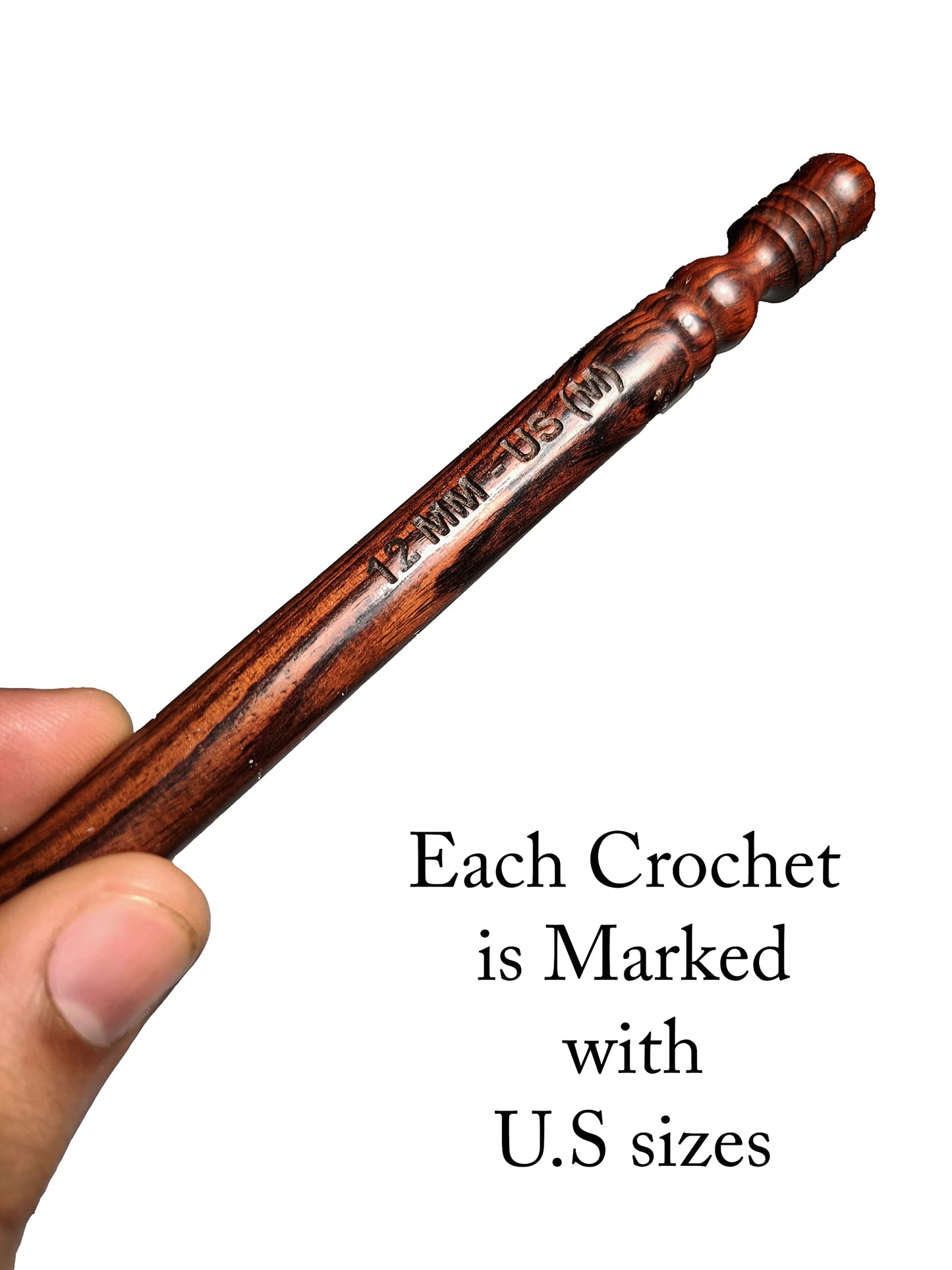 Rosewood Crochet Hook Set | 15PCS (3.5MM-25MM) | Handmade Wooden Needles | Engraved Sizes | Smooth Grip for Knitting, Crocheting, Yarn & Wool | Perfect for DIY Craft Projects & Gifts