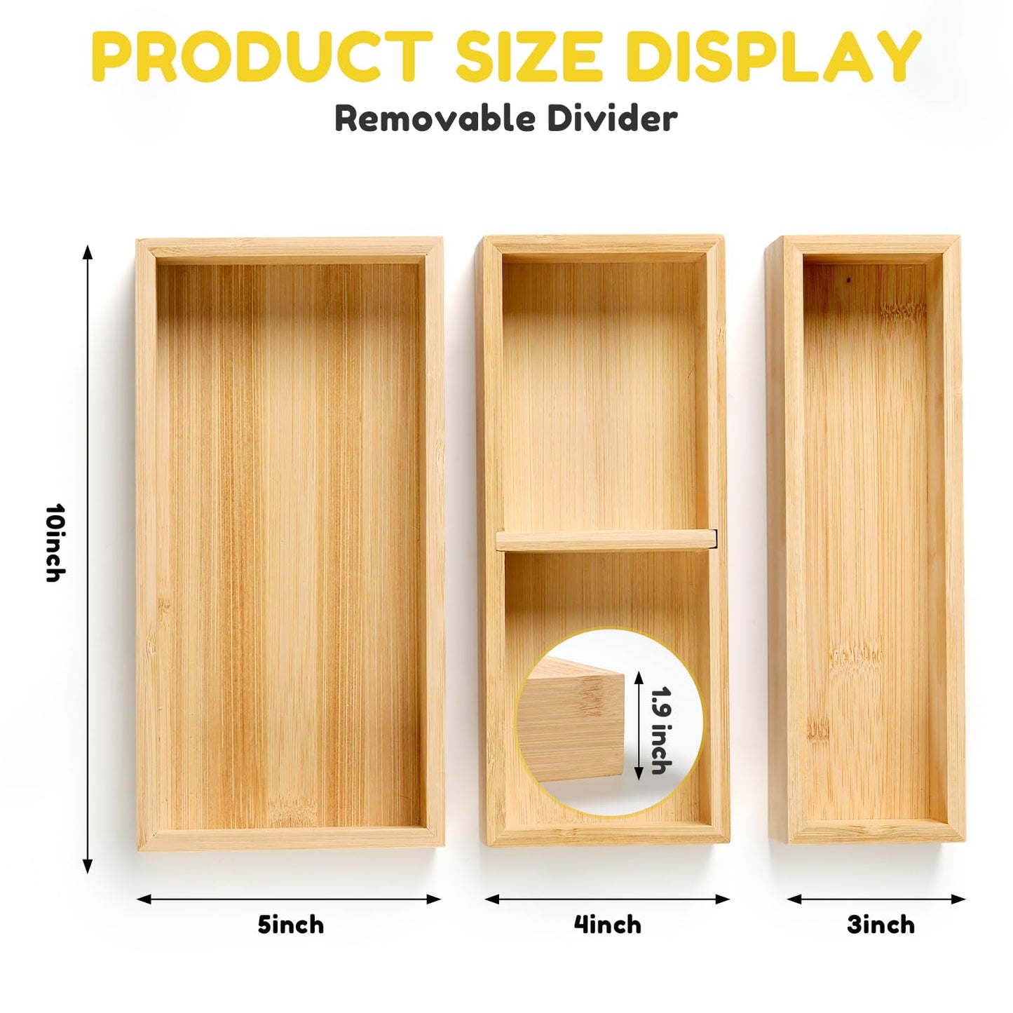 lilLittle Bamboo Drawer Organizer, 3 Pcs Kitchen Drawer Organizer Set, Multi Purpose Utensil Drawer Organizer, Silverware Organizer for Kitchen, Bathroom, Office, Junk Drawers