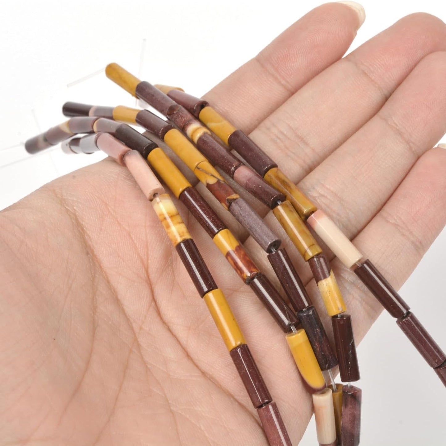 HAAMIIQII Natural Mookaite Jasper Tube Beads 13x4mm Column Stone Cylinder Gemstone Loose Beads for Jewelry Making Strand 15 Inch (28-29pcs)