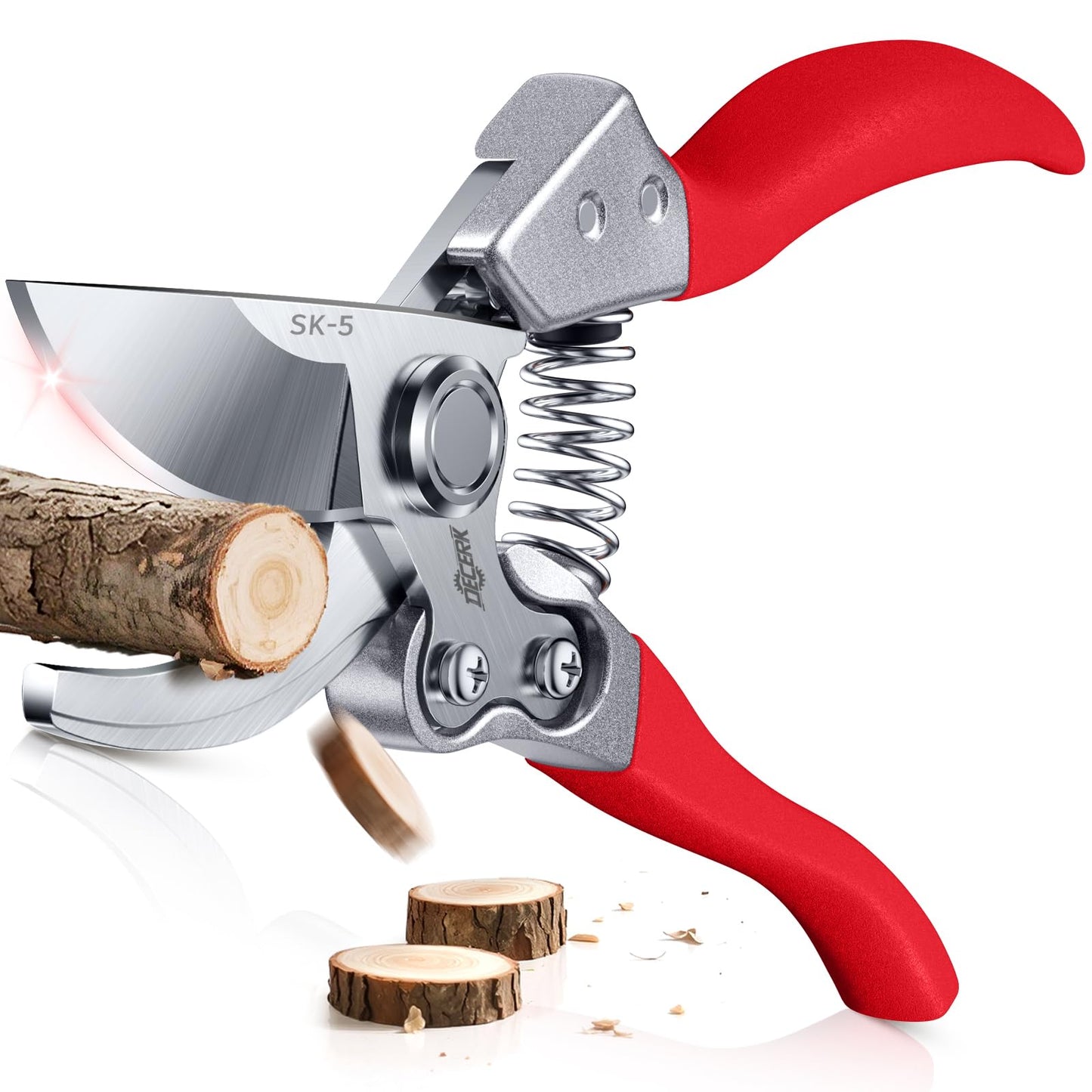 DECERK Professional Bypass Pruning Shears, Ultra Sharp Garden Scissors & Clippers, Effortless 3/4" Branch Hedge Clippers