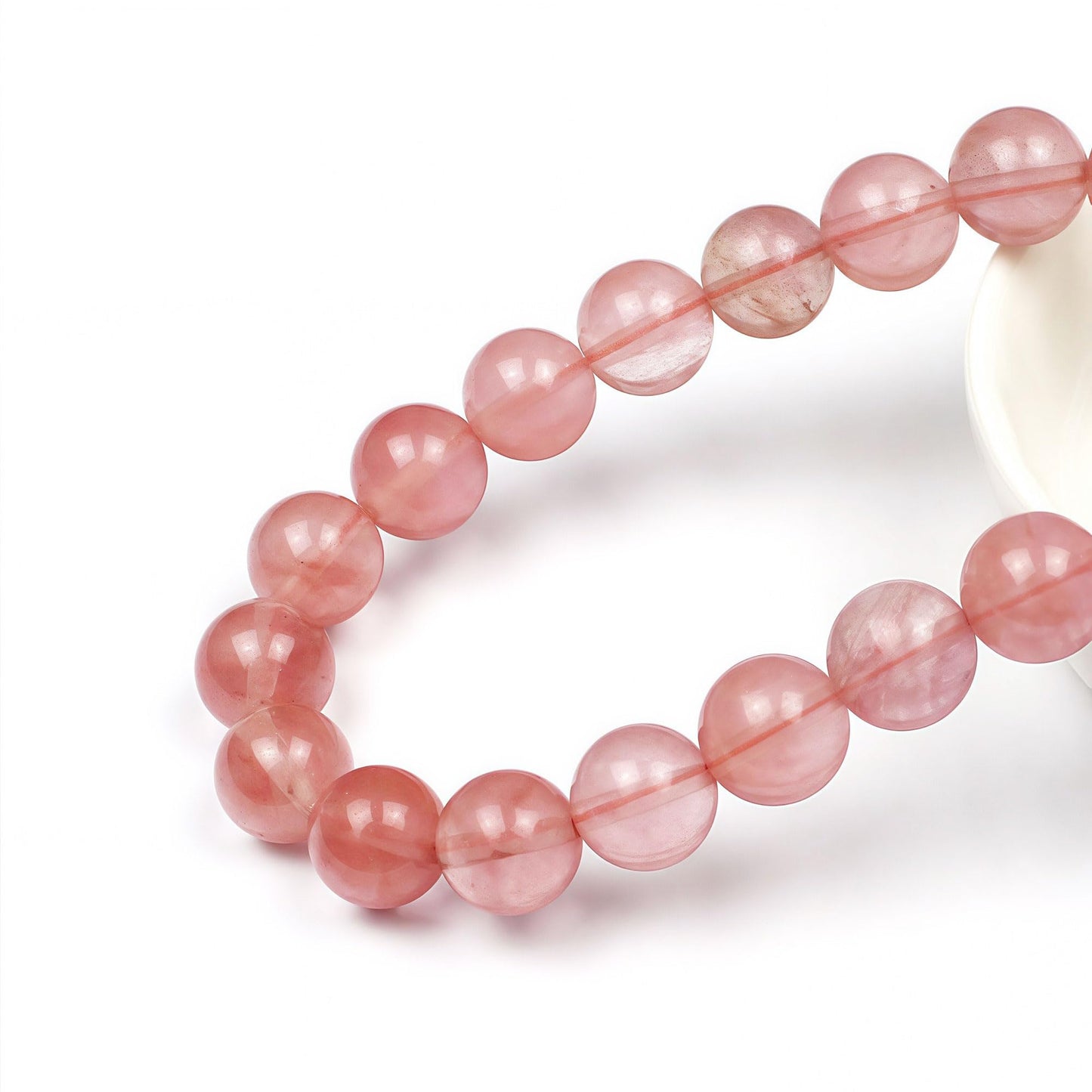 MJDCB Stone Beads Pink Crystal Round Loose Beads for Jewelry Making DIY Bracelet Necklace (10mm)