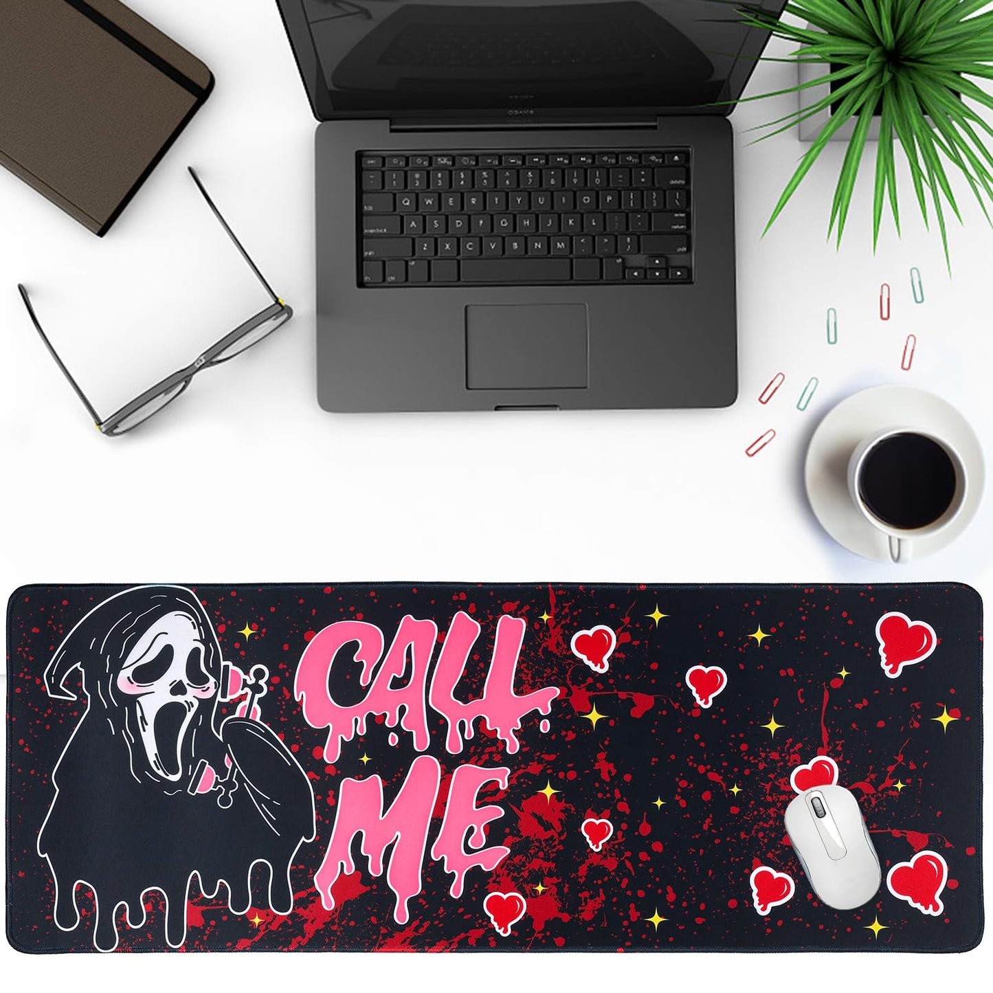 Large Gaming Mouse Pad 31.5 x 11.8in Desk Mat for Office Mousepad Anti-Skid Rubber Base Soft Comfortable and Durable Desk Pad (Black)