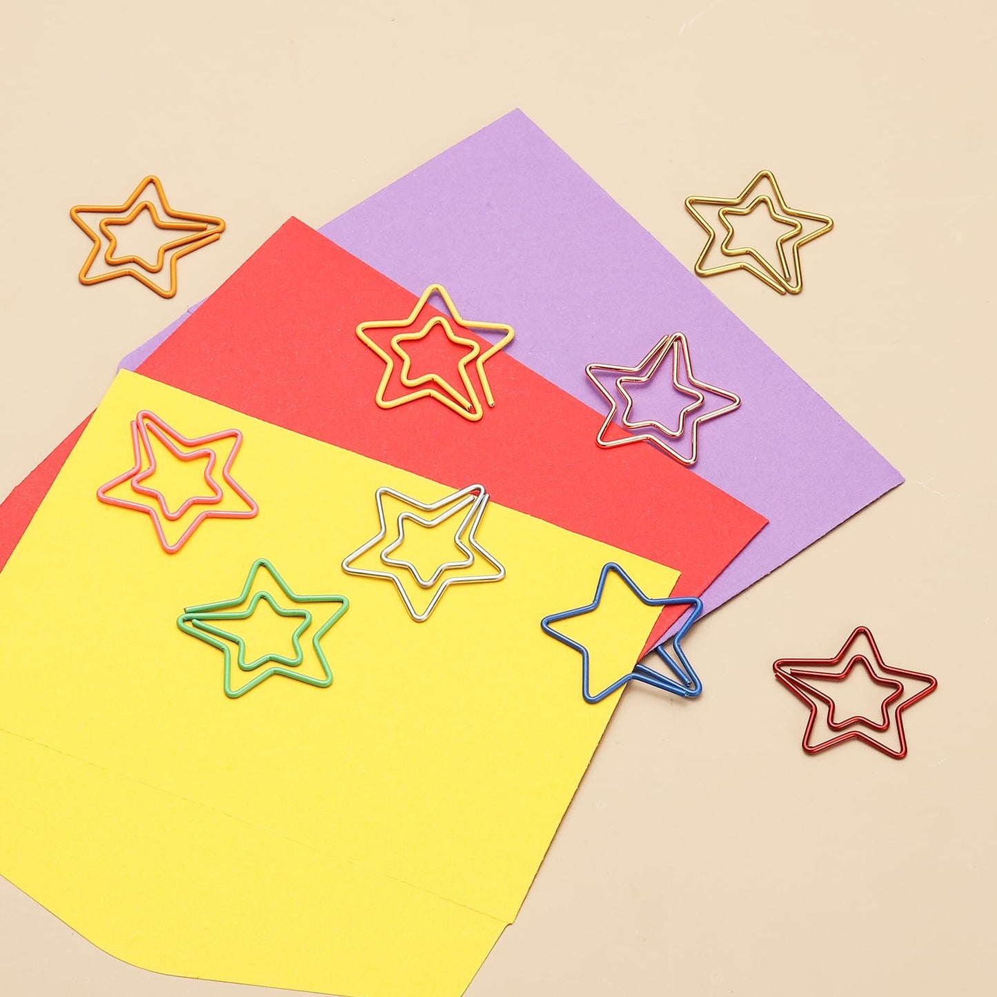 PATIKIL 100pcs Paper Clip, Star Paper Clip Small Cute Rust-Proof Metal Planner Bookmarks for Office Home Rust-Proof Metal Planner Bookmarks for Office Home, 29mm, Bright Gold