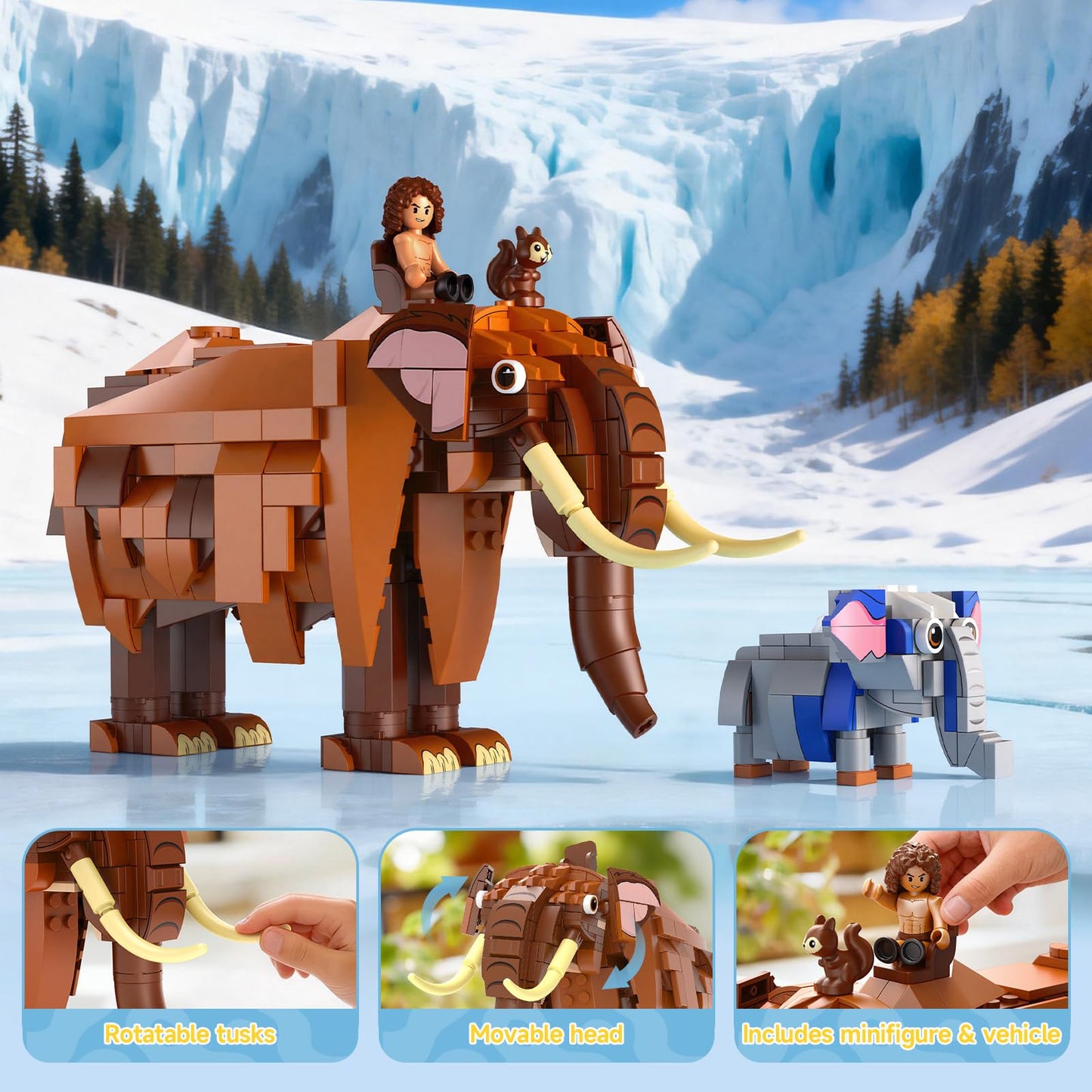 Wise Block 2-in-1 Building Toy Set, Transforms to 2 Different Animals - from Dinosaur to Mammoth, Creative Buildng Block Toys for Kids 826 pcs