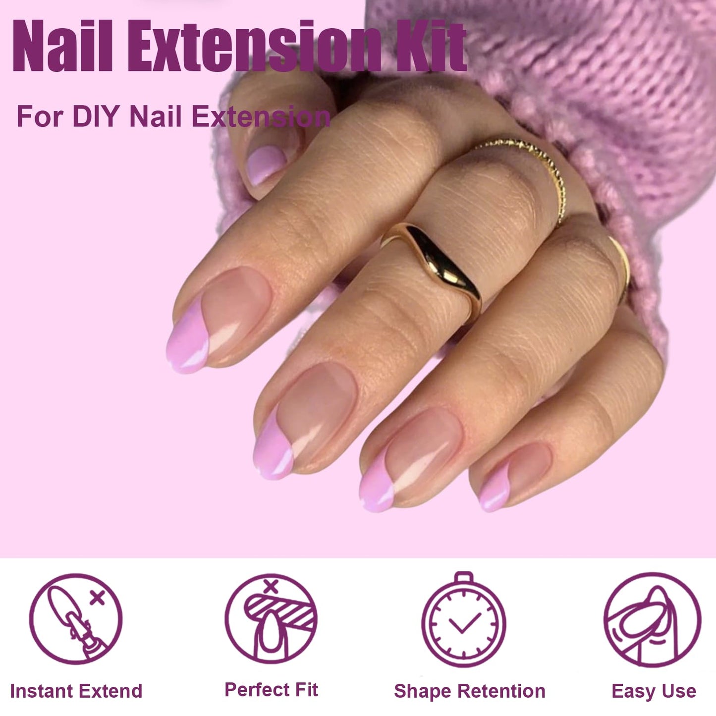 Vnjaoi 280 Pcs Original Sandwich Nails Dual Form with Guide Lines Long Oval Nail Mold for Builder Gel Nail Extensions Art Design Salon DIY at Home