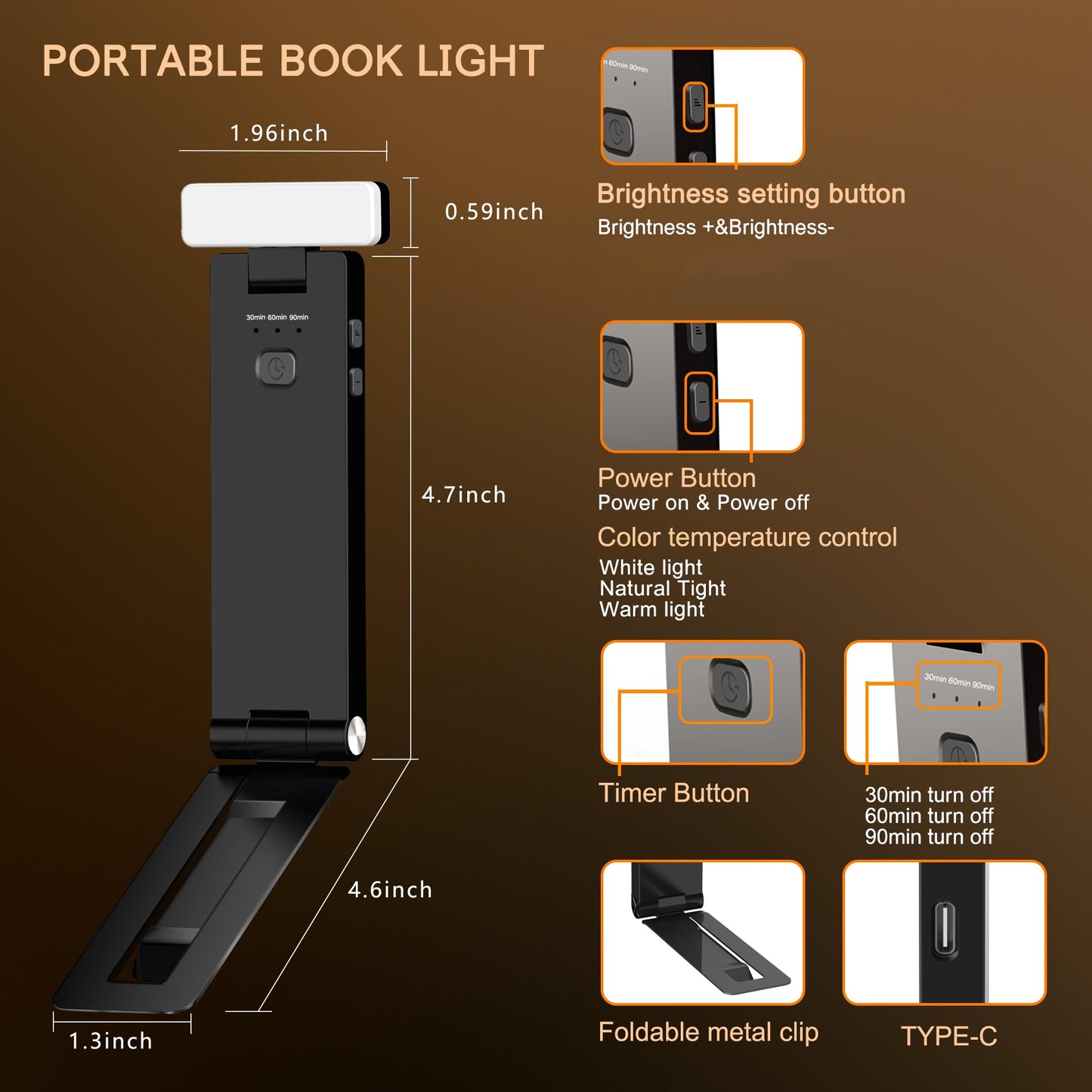 Book Lights,1500mAh Rechargeable Reading Light in Bed, 3 color Adjustable Reading Lights, 3 Brightness dimming Portable Bookmark Night Lamp, Built-in Battery Book Light, Best gift for Book lovers