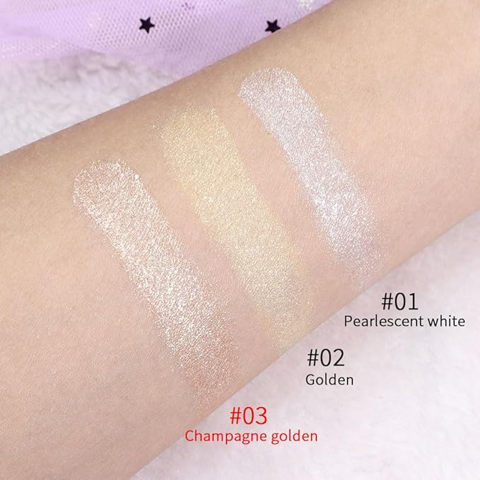 evpct Champagne Gold Face Highlighter Makeup Shimmer Glitter Diamond Sparkly Highlighters Makeup Palette Powder for Face Body Cheek Skin 03
