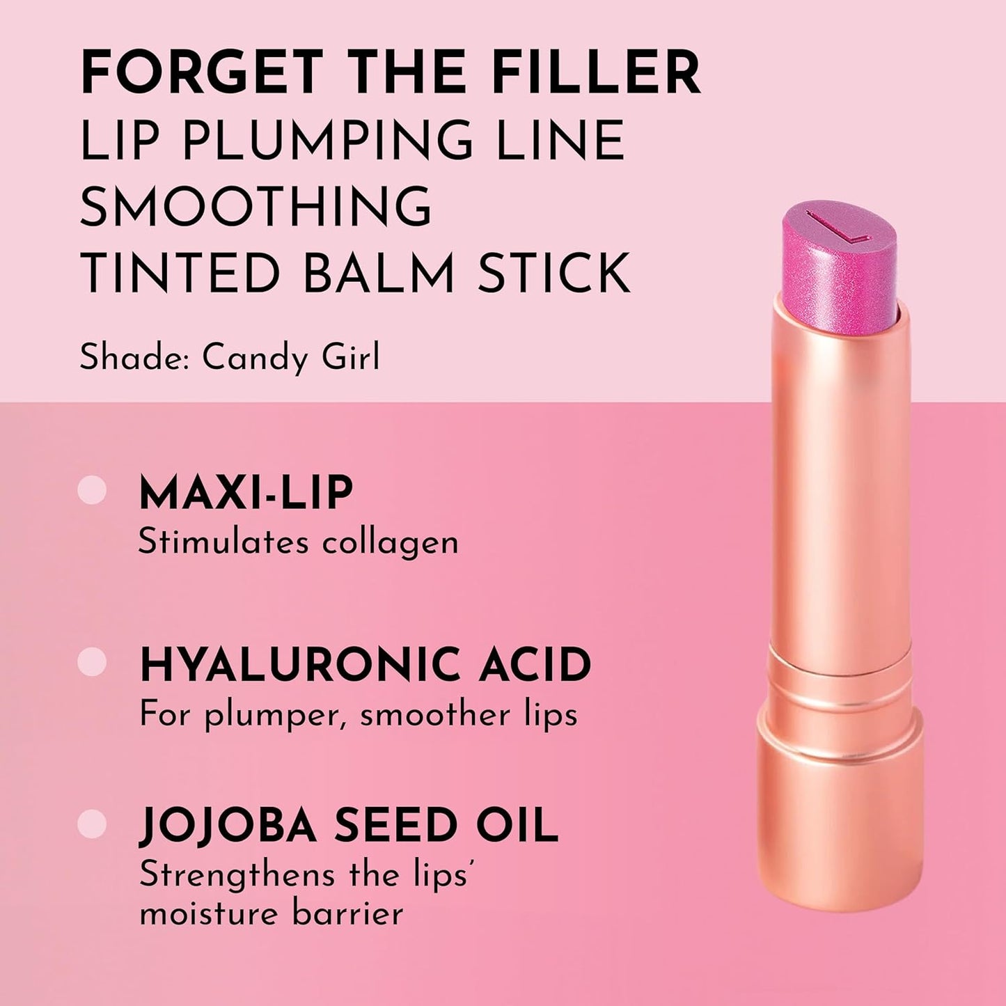 Lawless Forget the Filler Lip Plumping Line Smoothing Tinted Balm - Candy Girl - Premium Tinted Lip Balm with Natural Ingredients to Plump and Smooth Lips for a Firmer, Fuller Look - 0.09 oz
