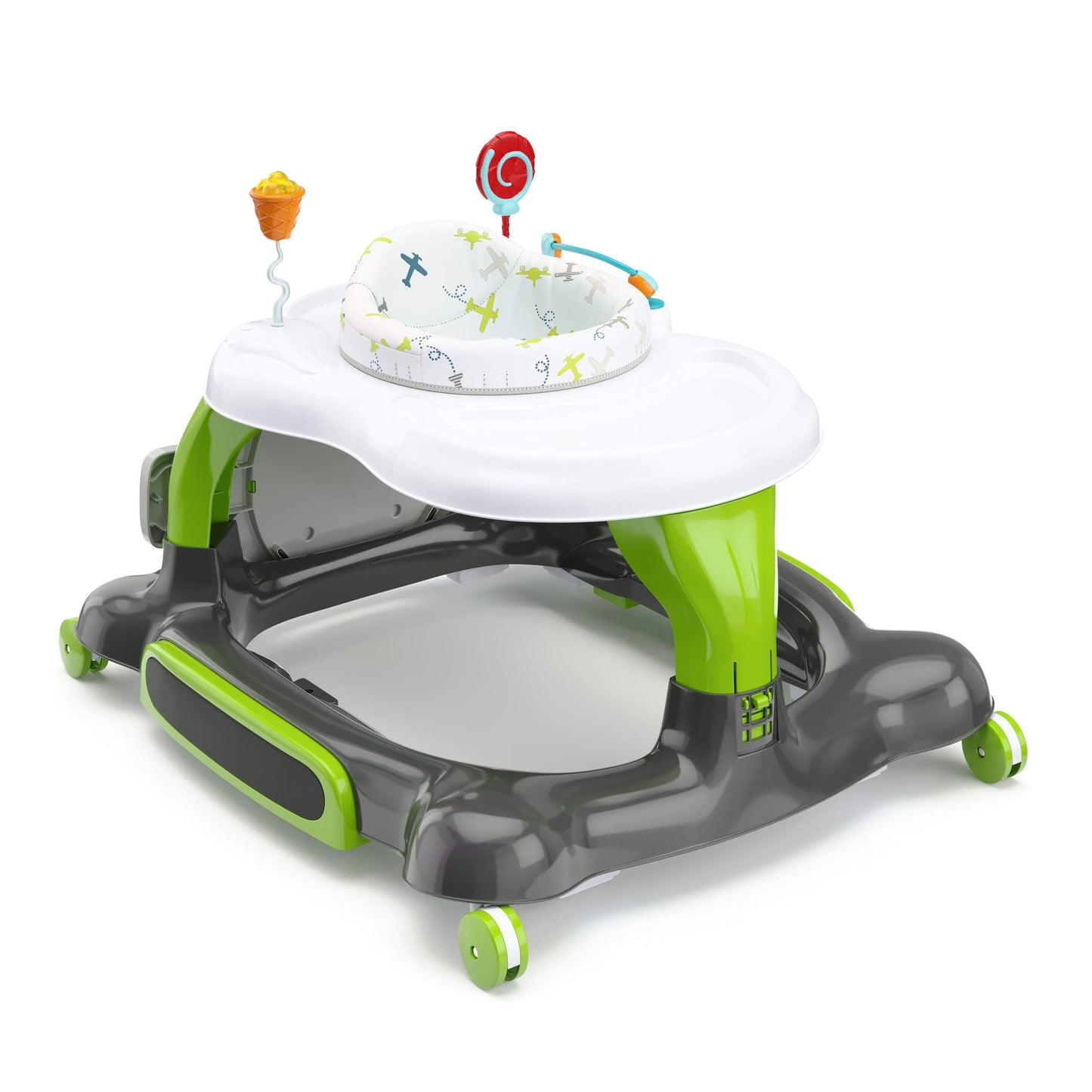 Storkcraft 3-in-1 Activity Walker and Rocker with Jumping Board and Feeding Tray, Interactive Walker with Toy Tray and Jumping Board for Toddlers and Infants, Green