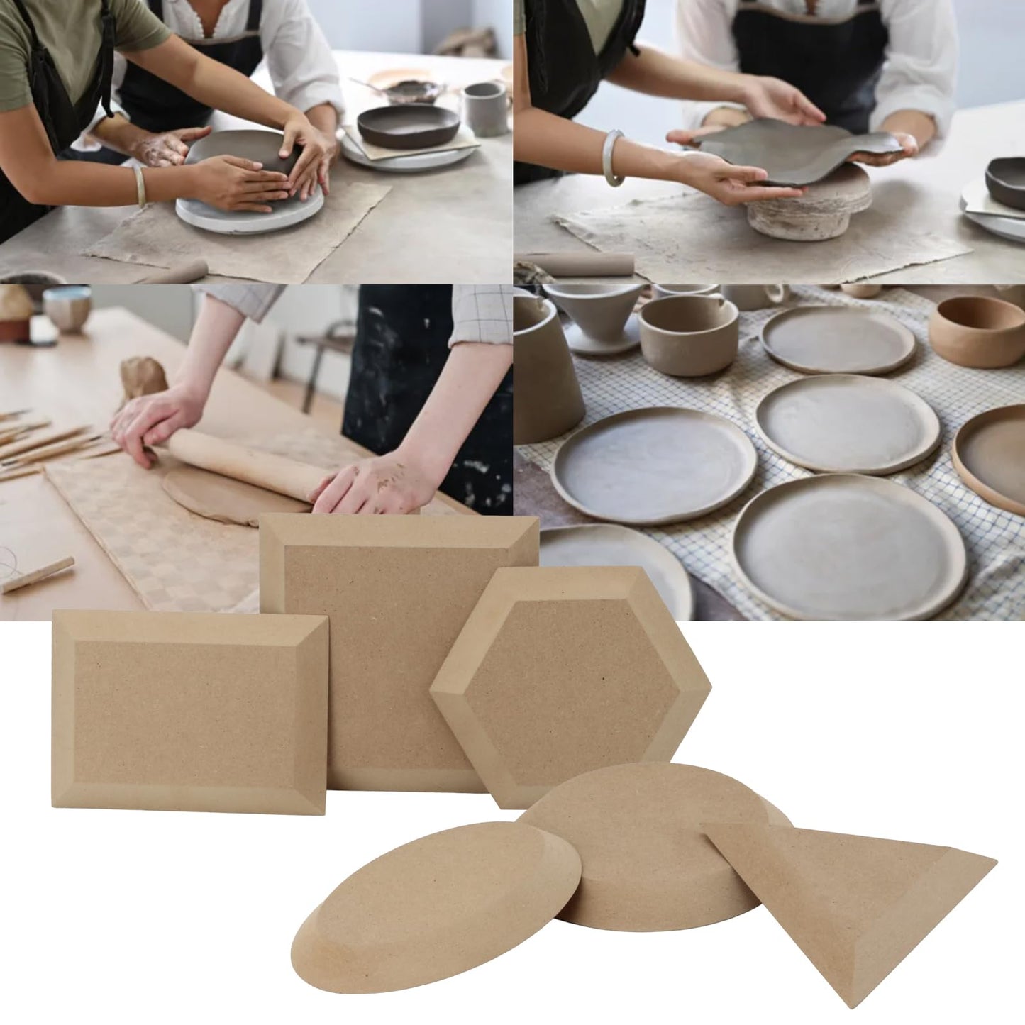 KVMORZE Ceramics Plate Forming Molds, Pottery Molds for Clay Pottery Handbuliding Plates, 6 Shapes Various Sizes Ceramics Pottery Tools and Supplies (6)